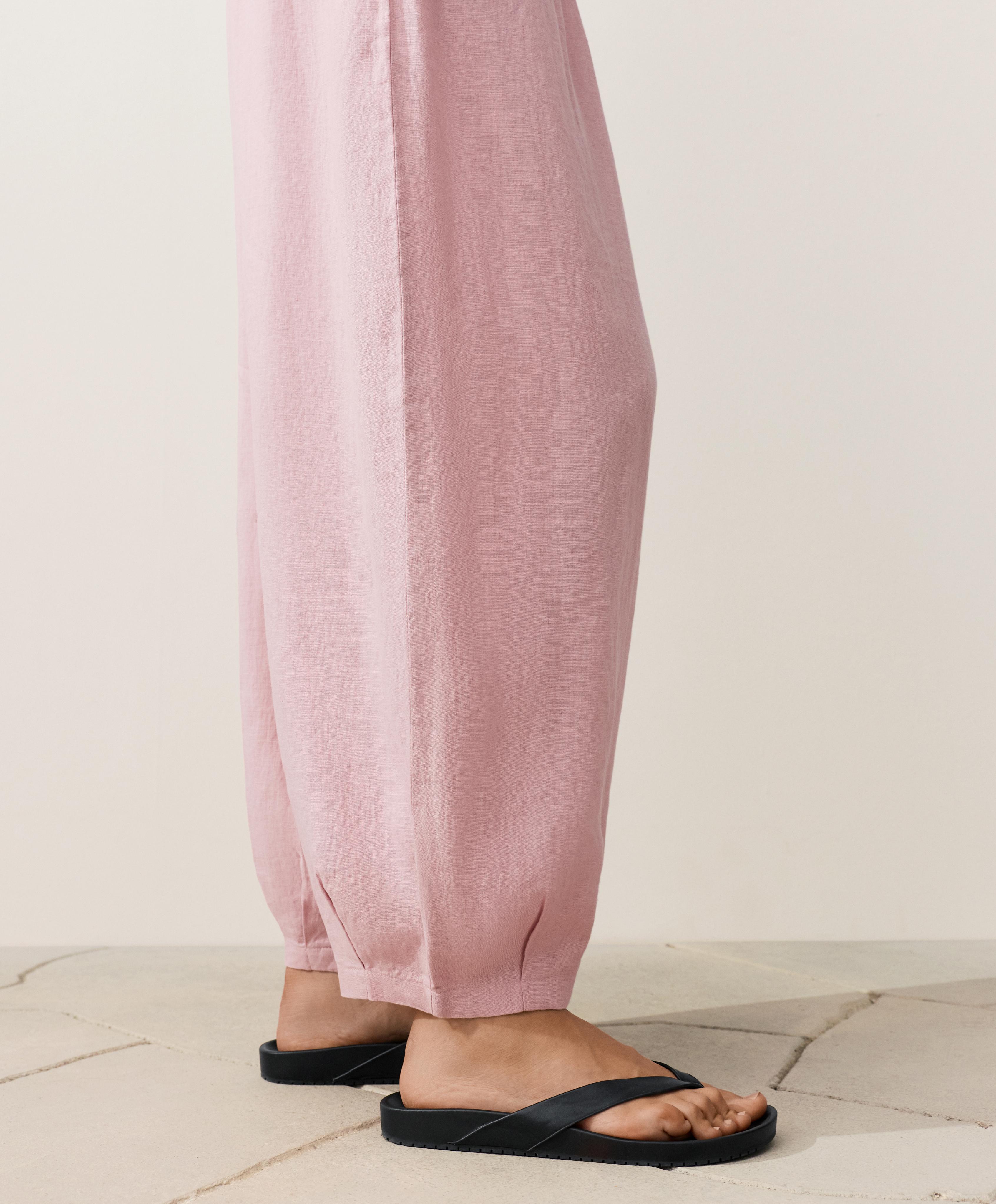 100% linen balloon trousers — DUSTY PINK