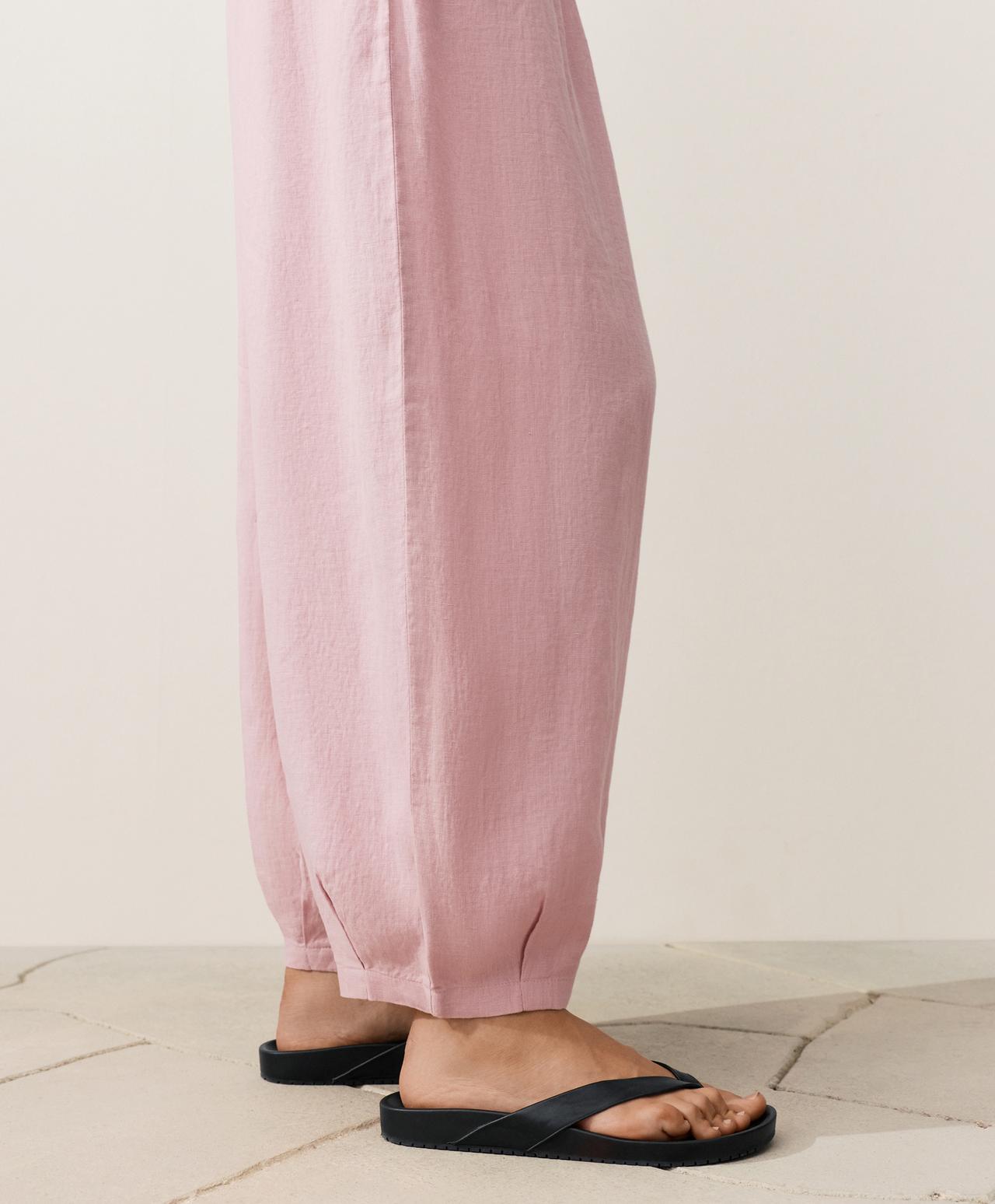 100% linen balloon trousers — DUSTY PINK