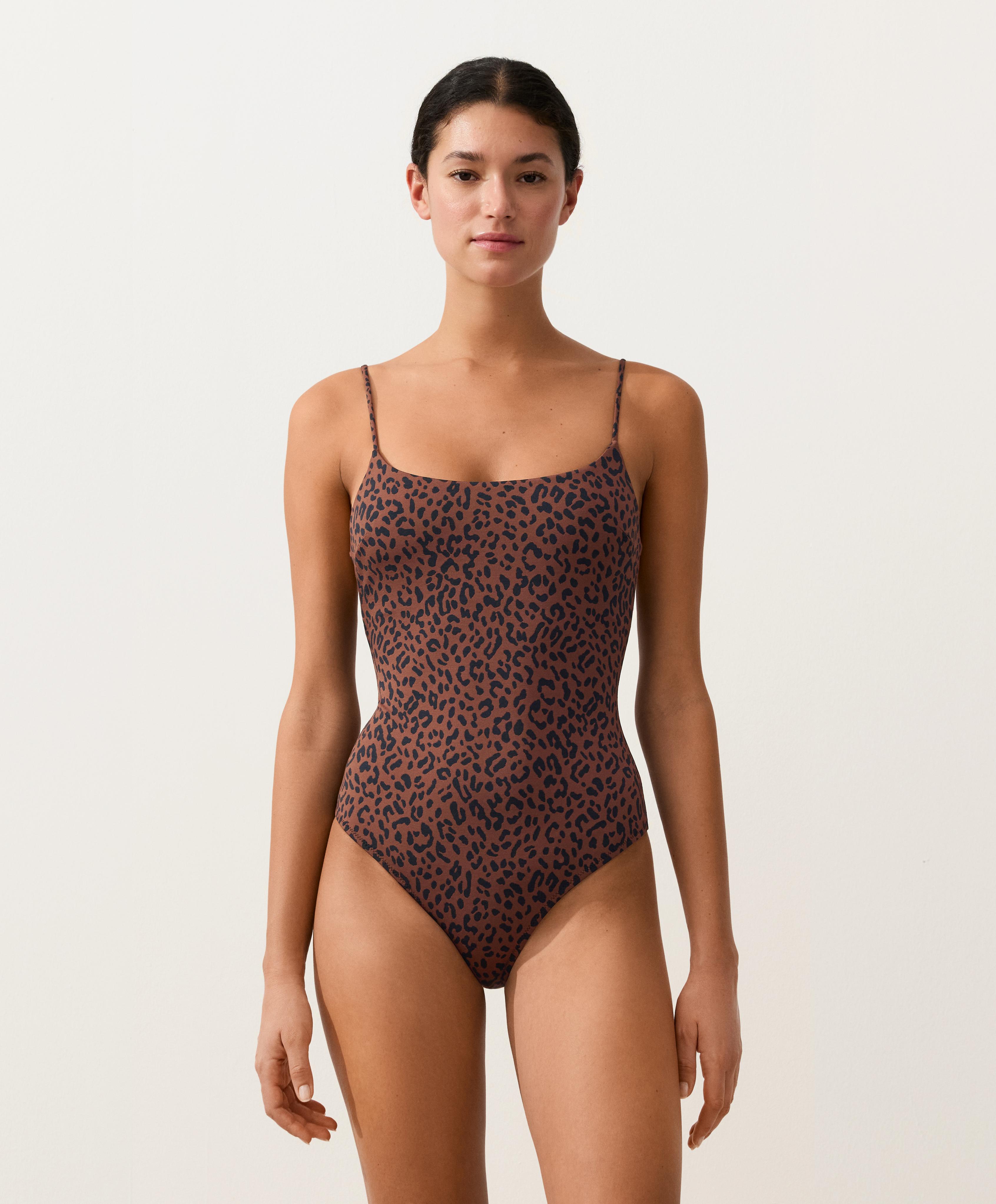 Leopard print swimsuit — BROWN