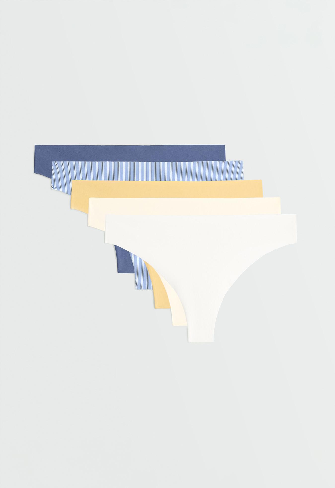 5 laser-cut invisible polyamide blend thongs — MID-YELLOW