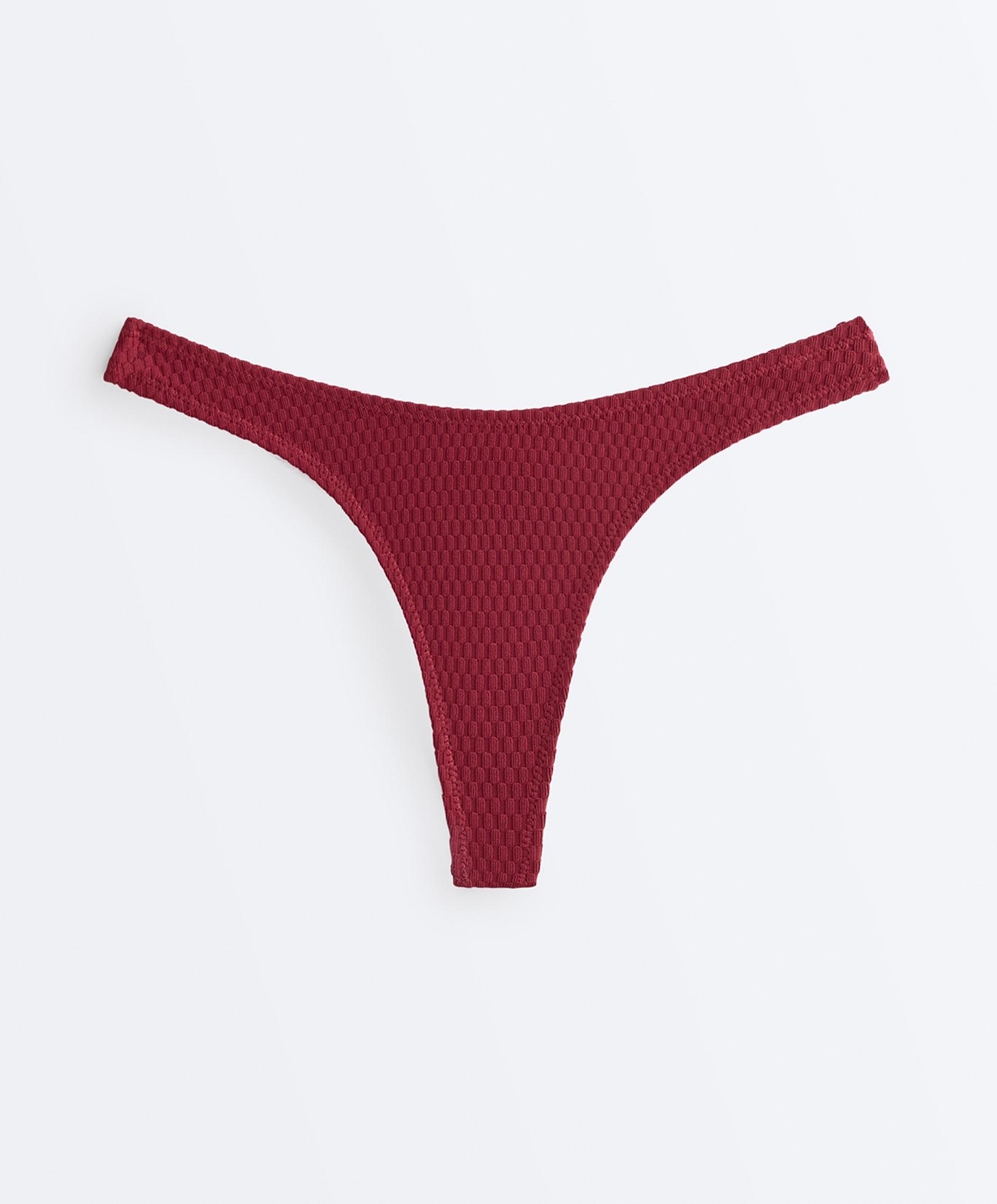 U-cut mini check jacquard Brazilian bikini briefs — PALE PLUM