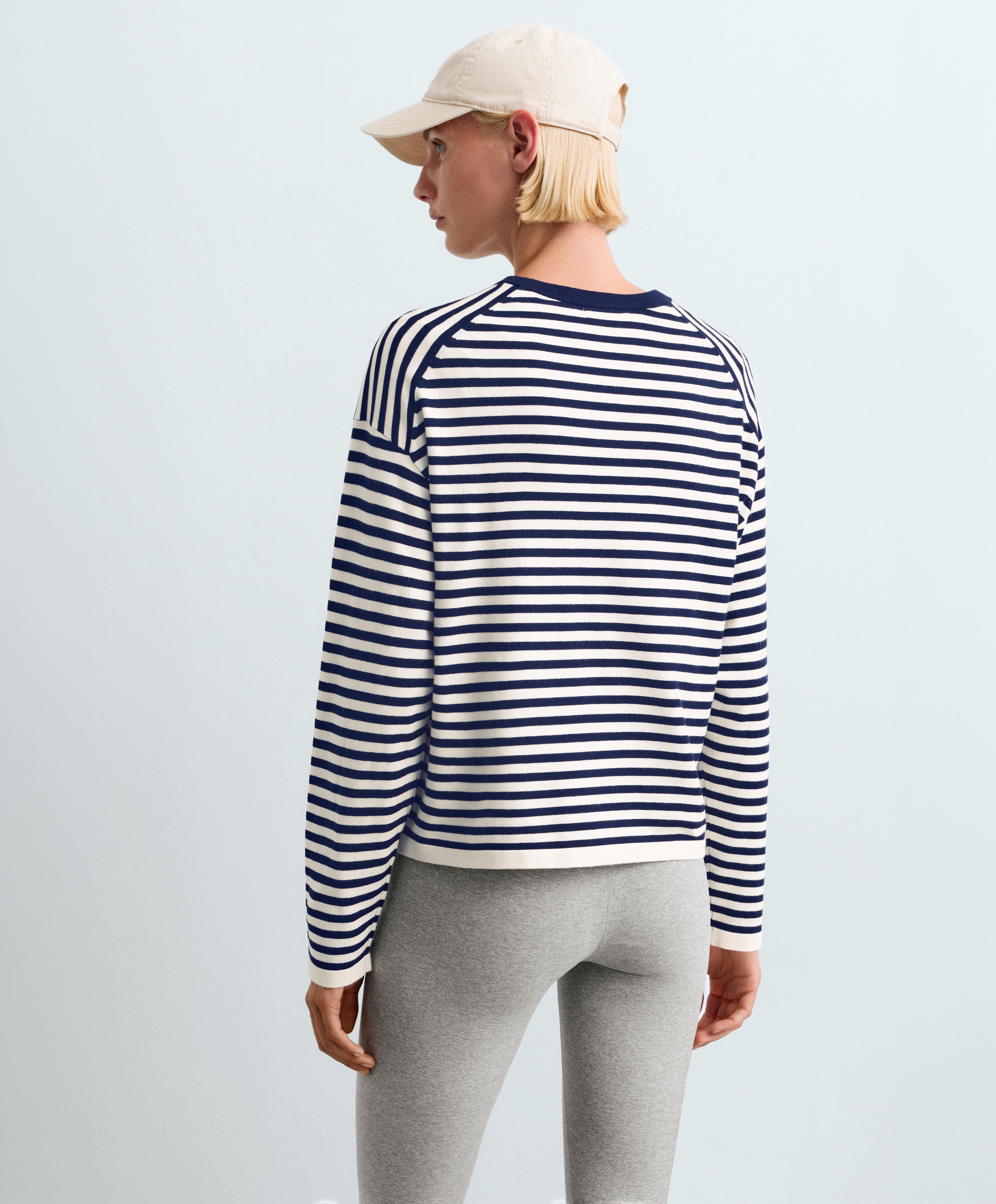 Fine knit striped jumper — PALE ECRU
