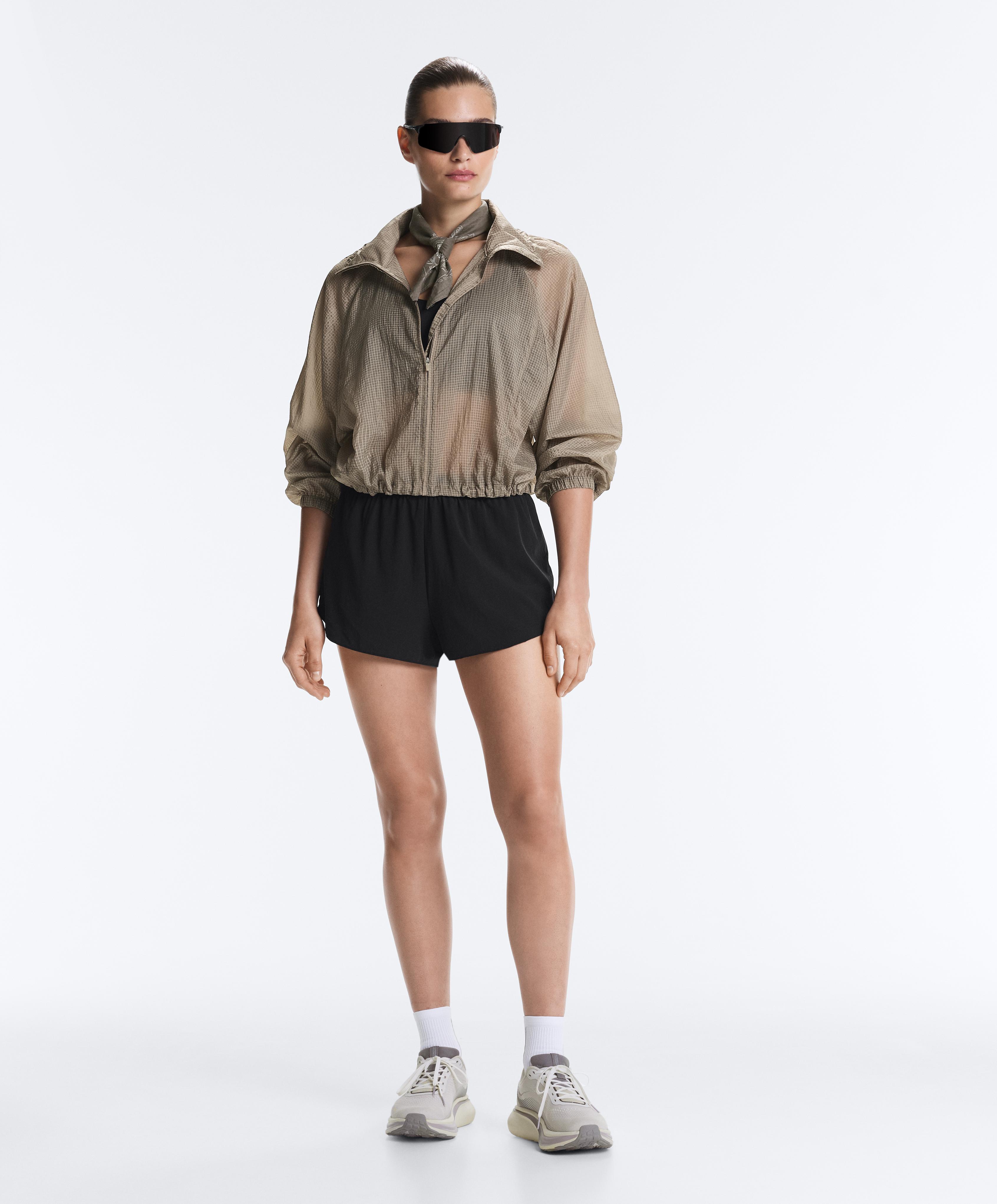 Check track jacket — MINK GREY