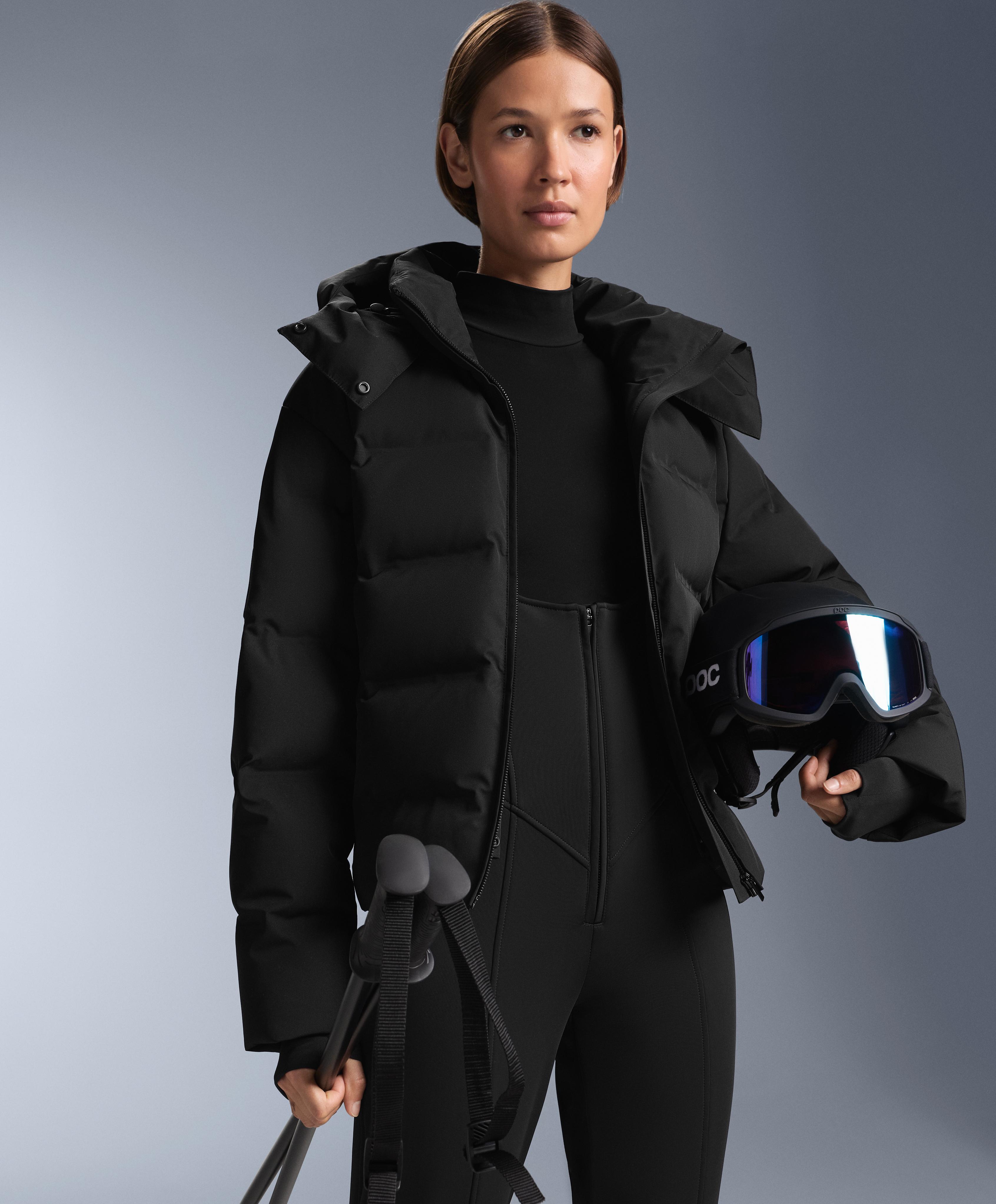 Water-resistant SKI flare dungarees — BLACK