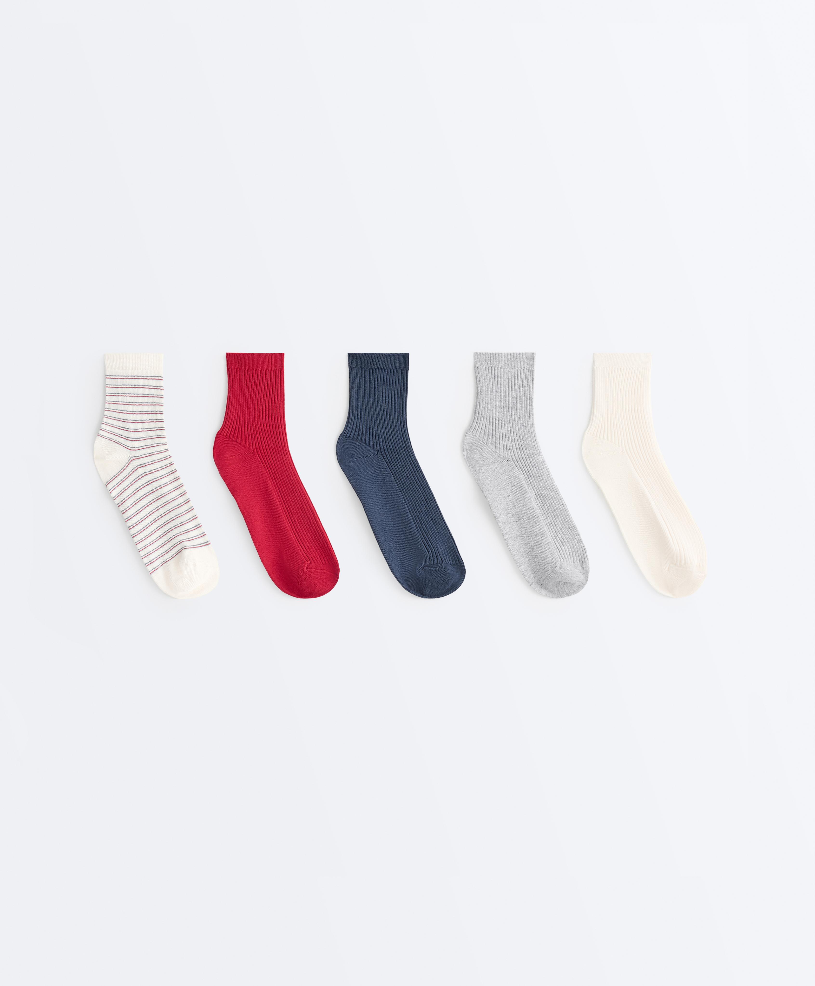 5 pairs of cotton blend quarter socks — BRIGHT RED