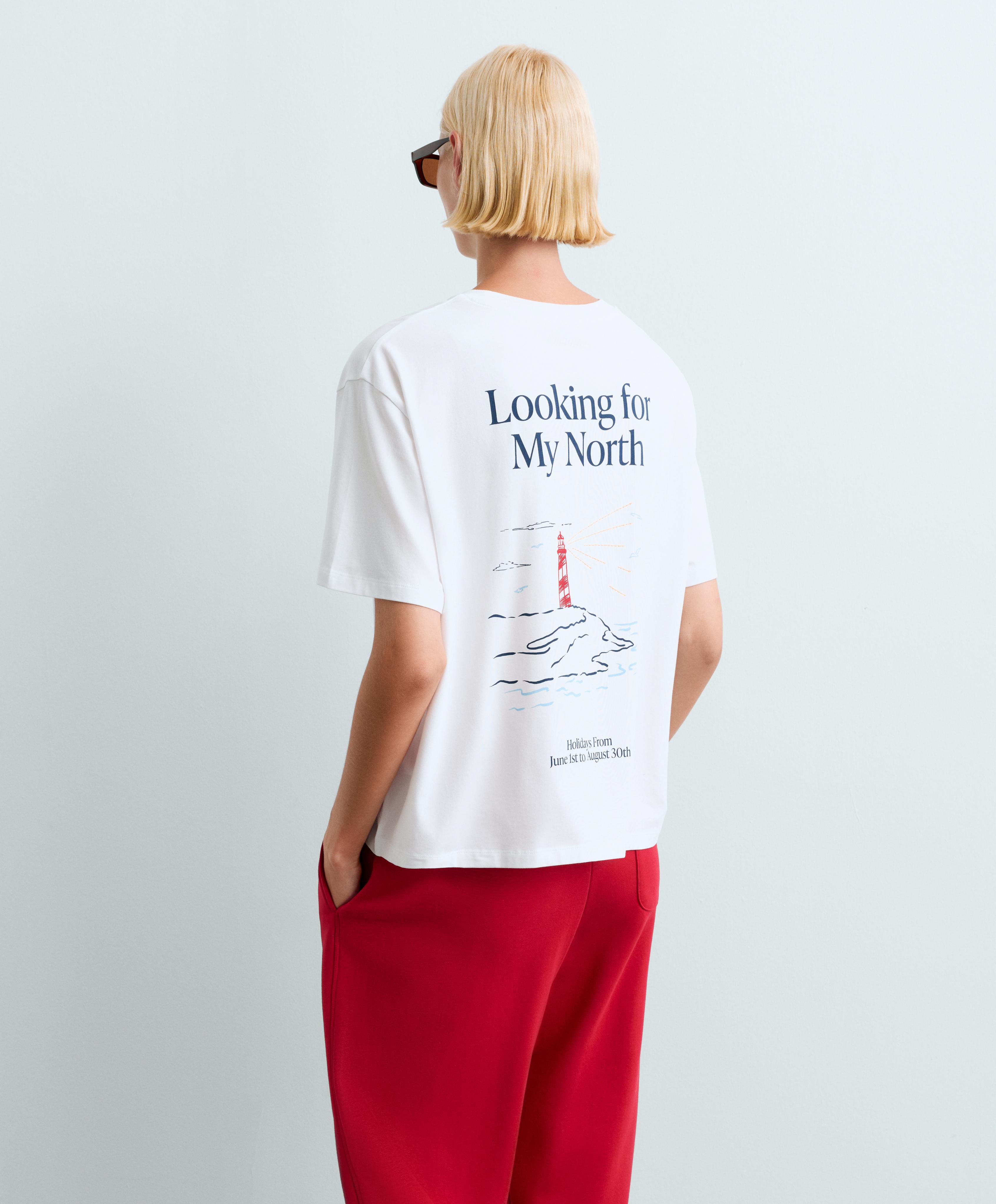 Boxy print cotton blend T-shirt — WHITE