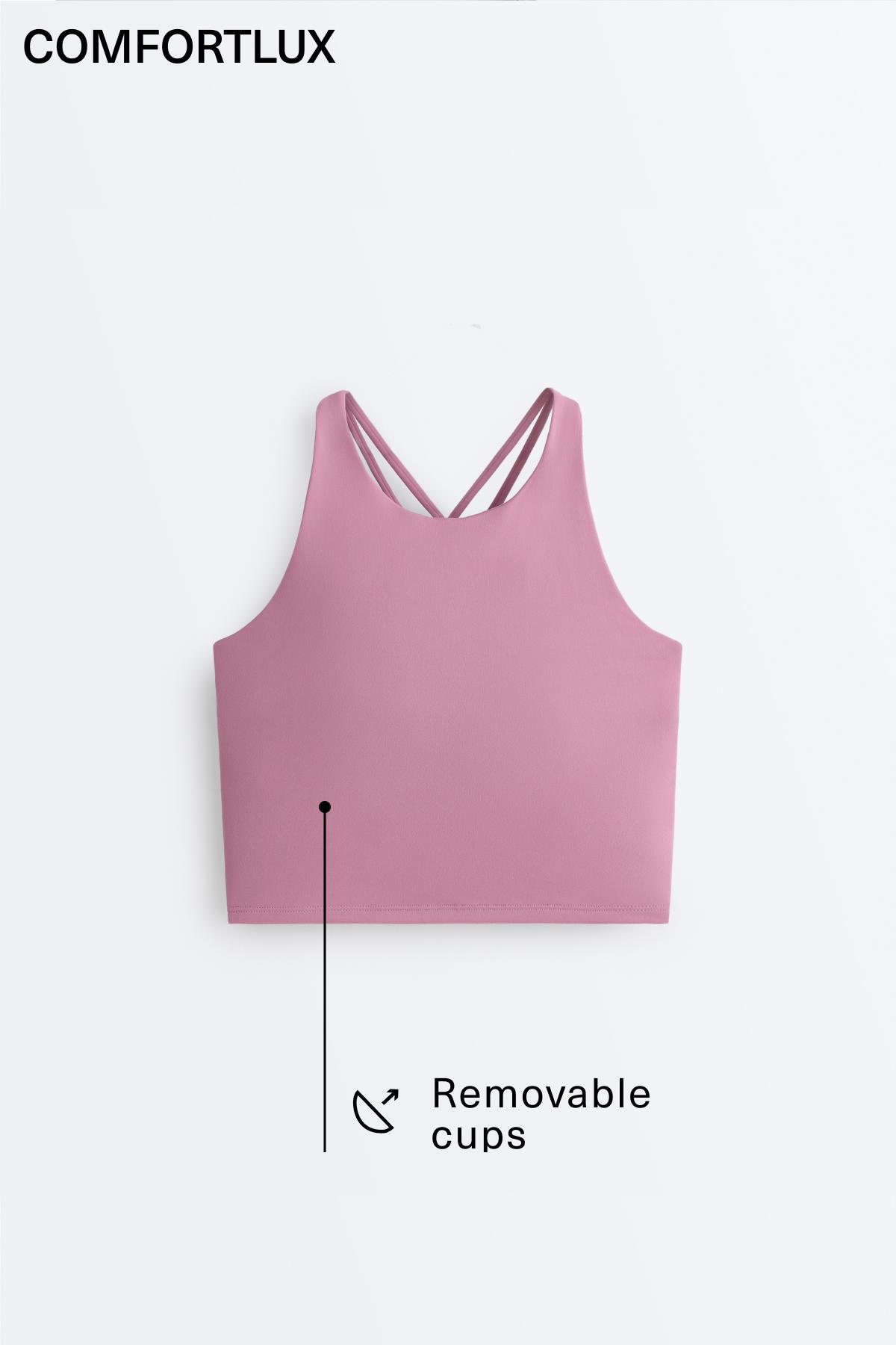 Comfortlux strappy tank top with cups — MAUVE PINK