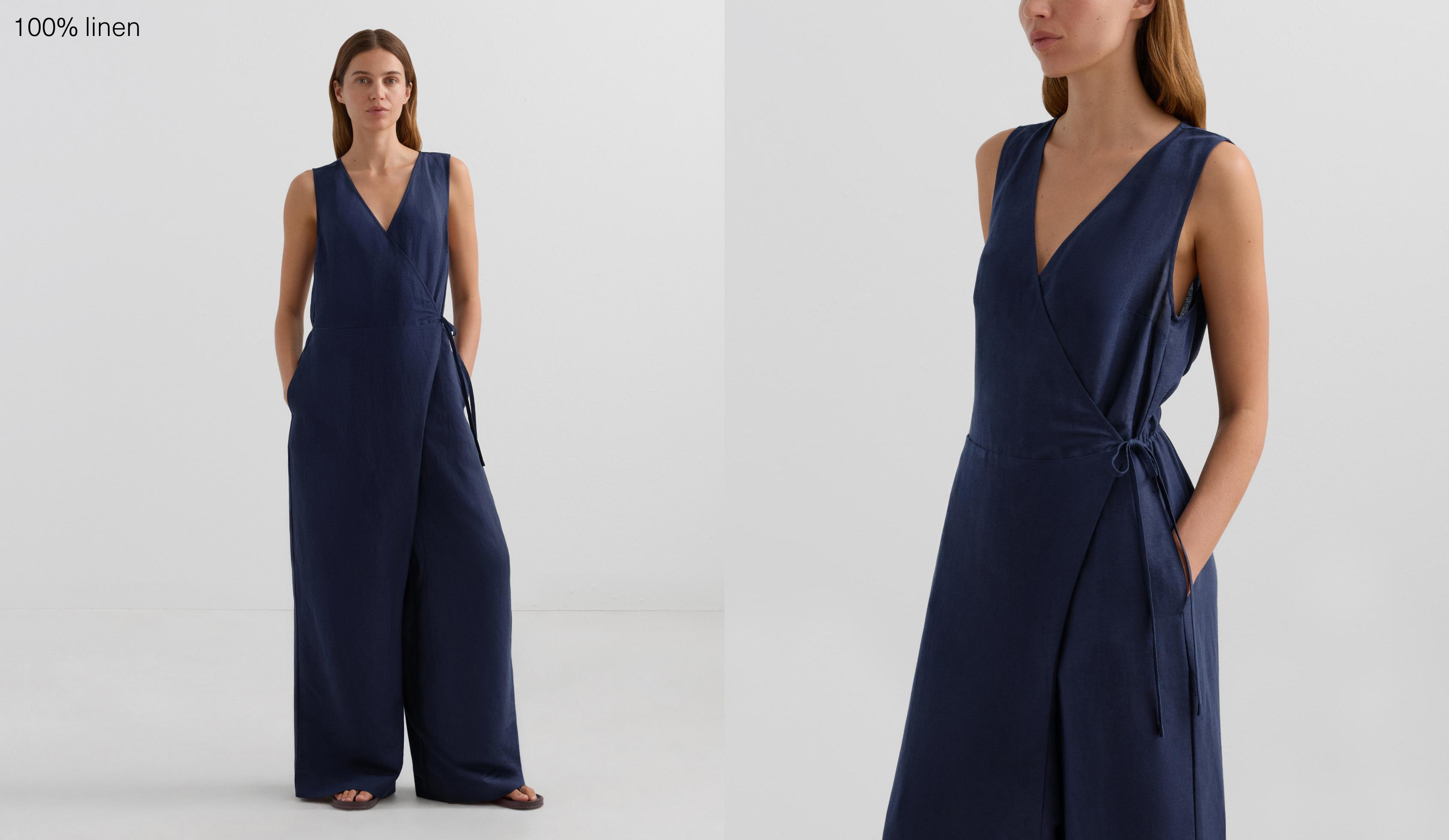 Wrap trouser jumpsuit with linen Wrap trouser jumpsuit with linen