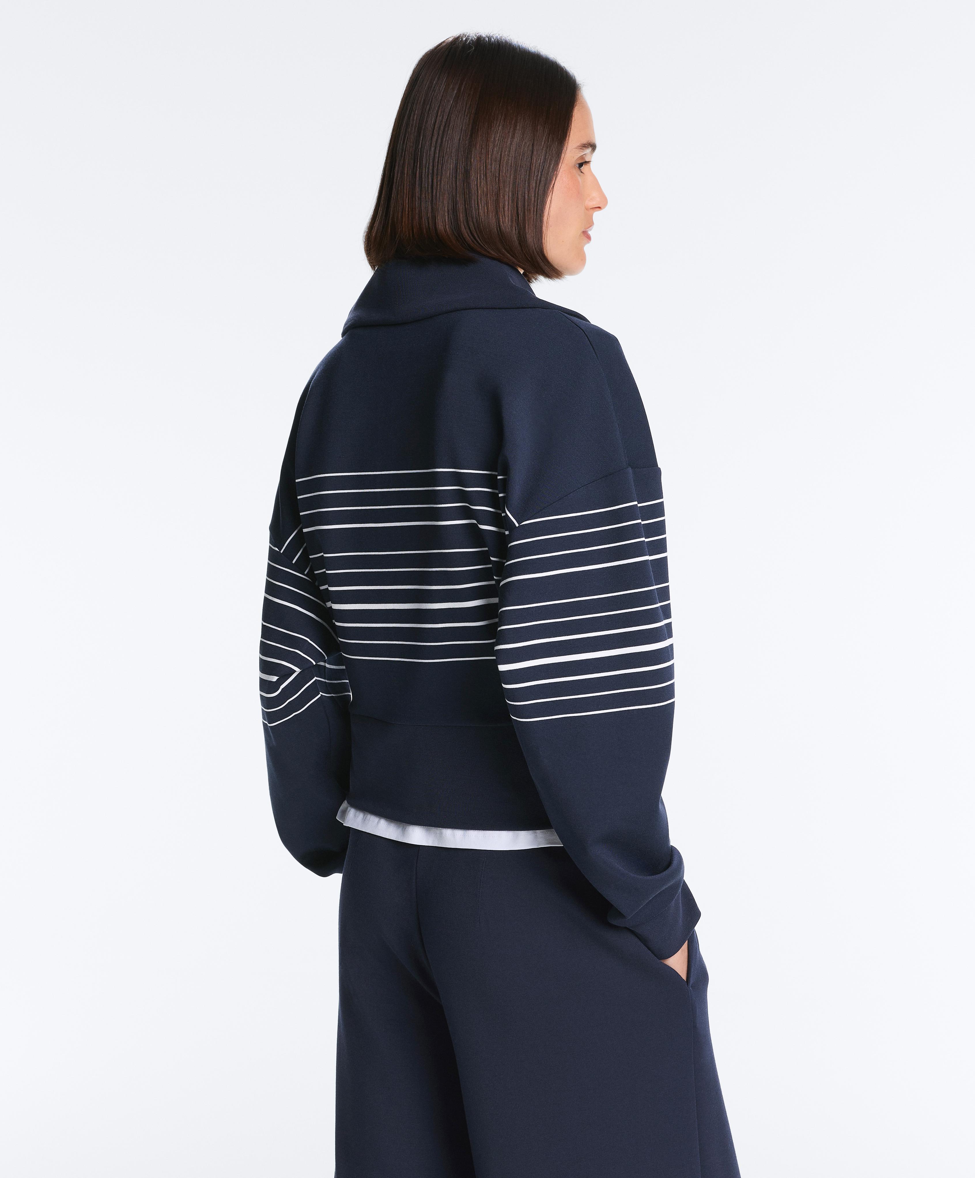 Soft-touch striped sailor jacket with modal — NAVY BLUE