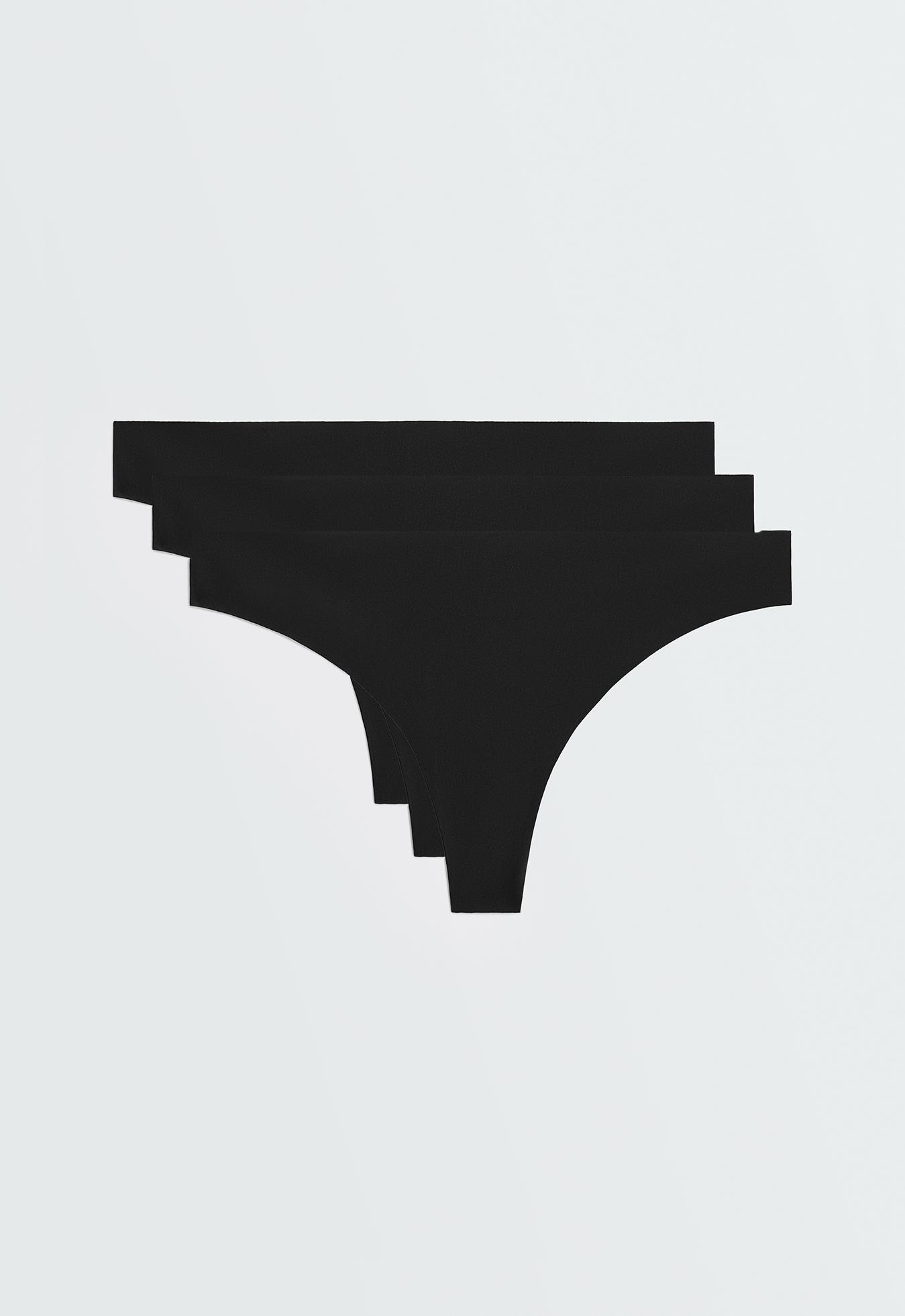 3 polyamide blend invisible thongs — BLACK