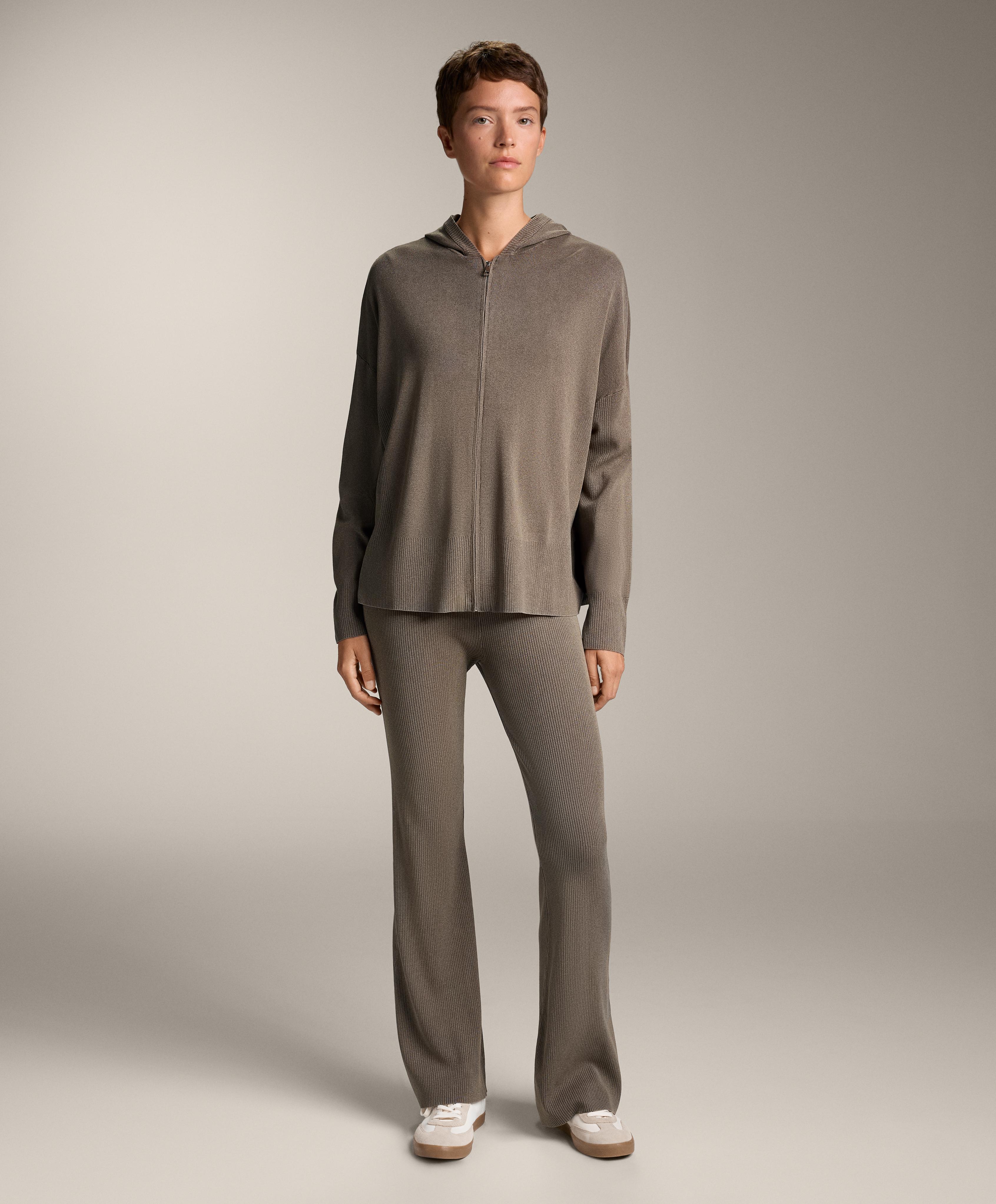 Pantalon évasé maille rib - Soldes