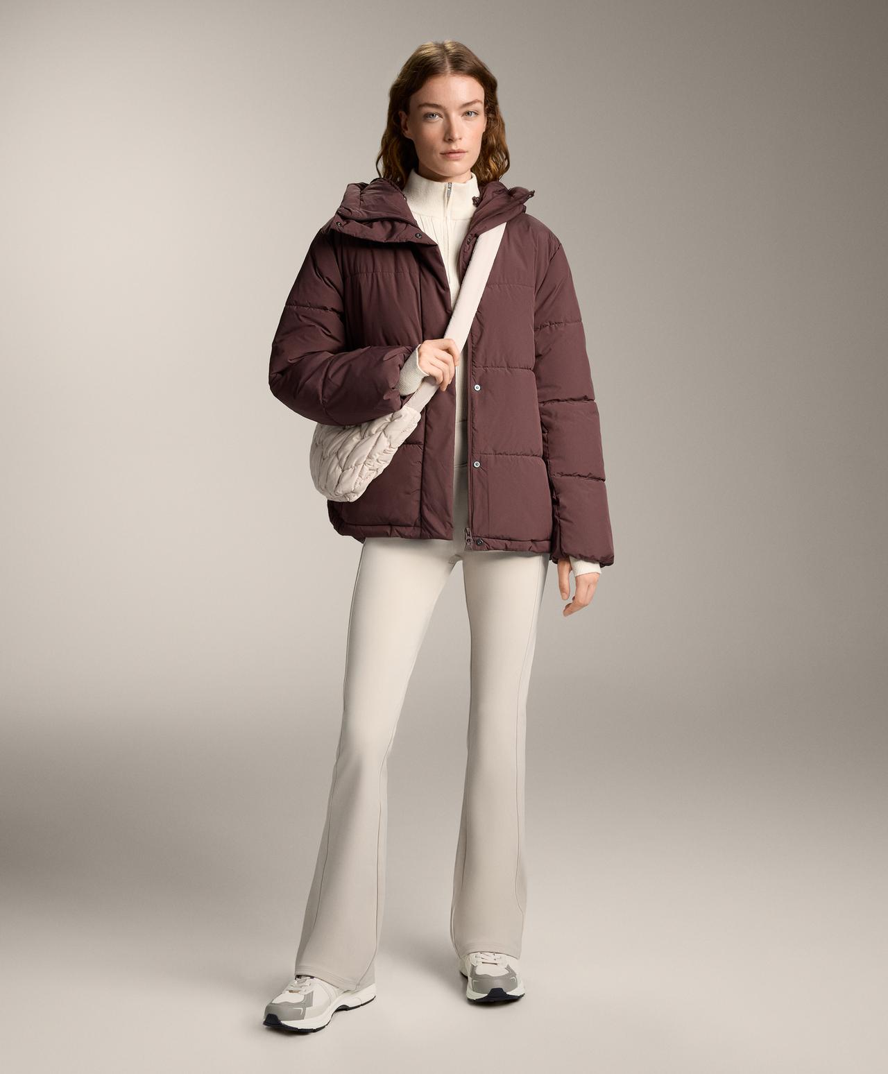 High rise Warm Flare trousers with zips — PALE MINK