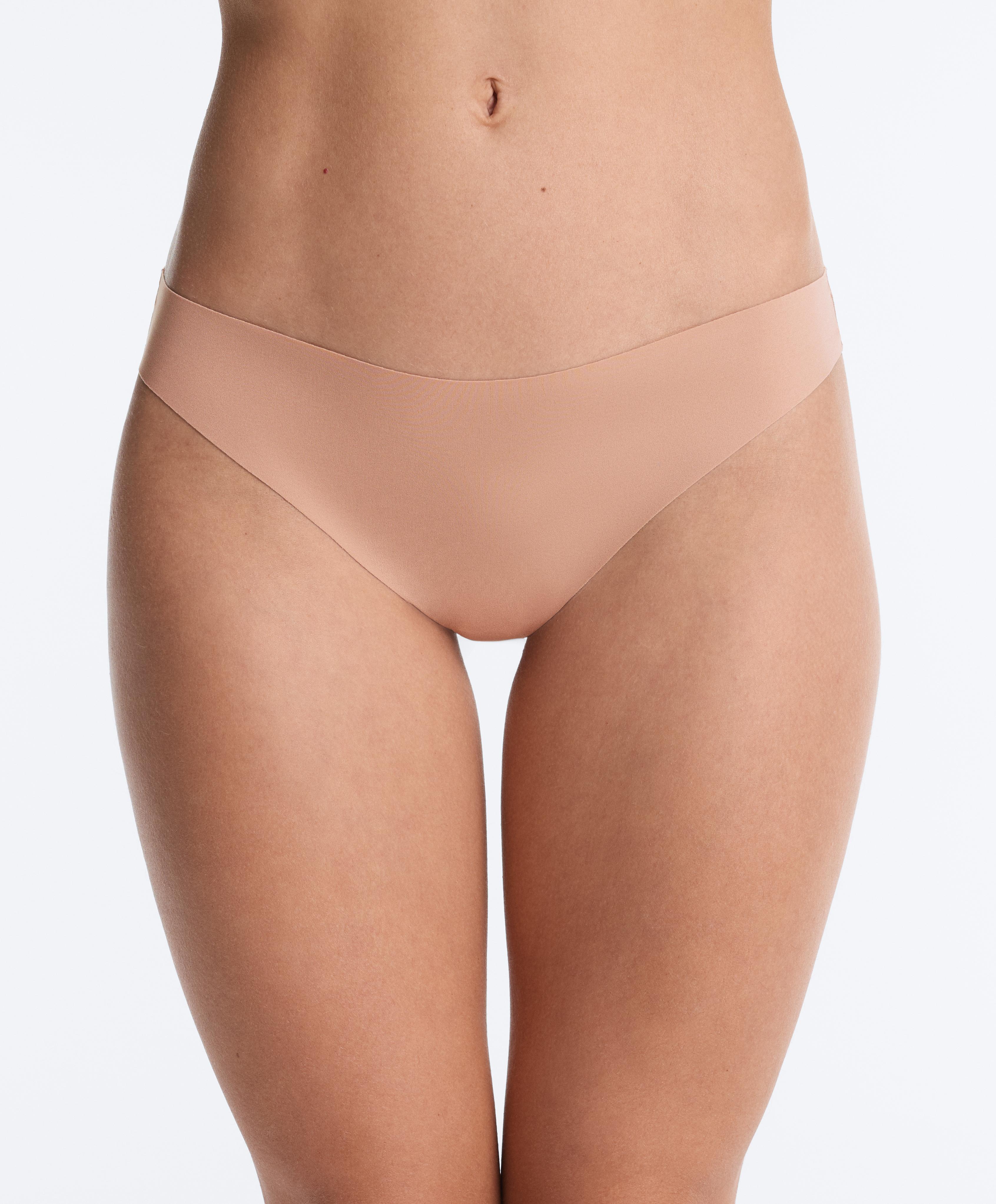 5 invisible laser-cut polyamide blend thongs — SOFT PINK