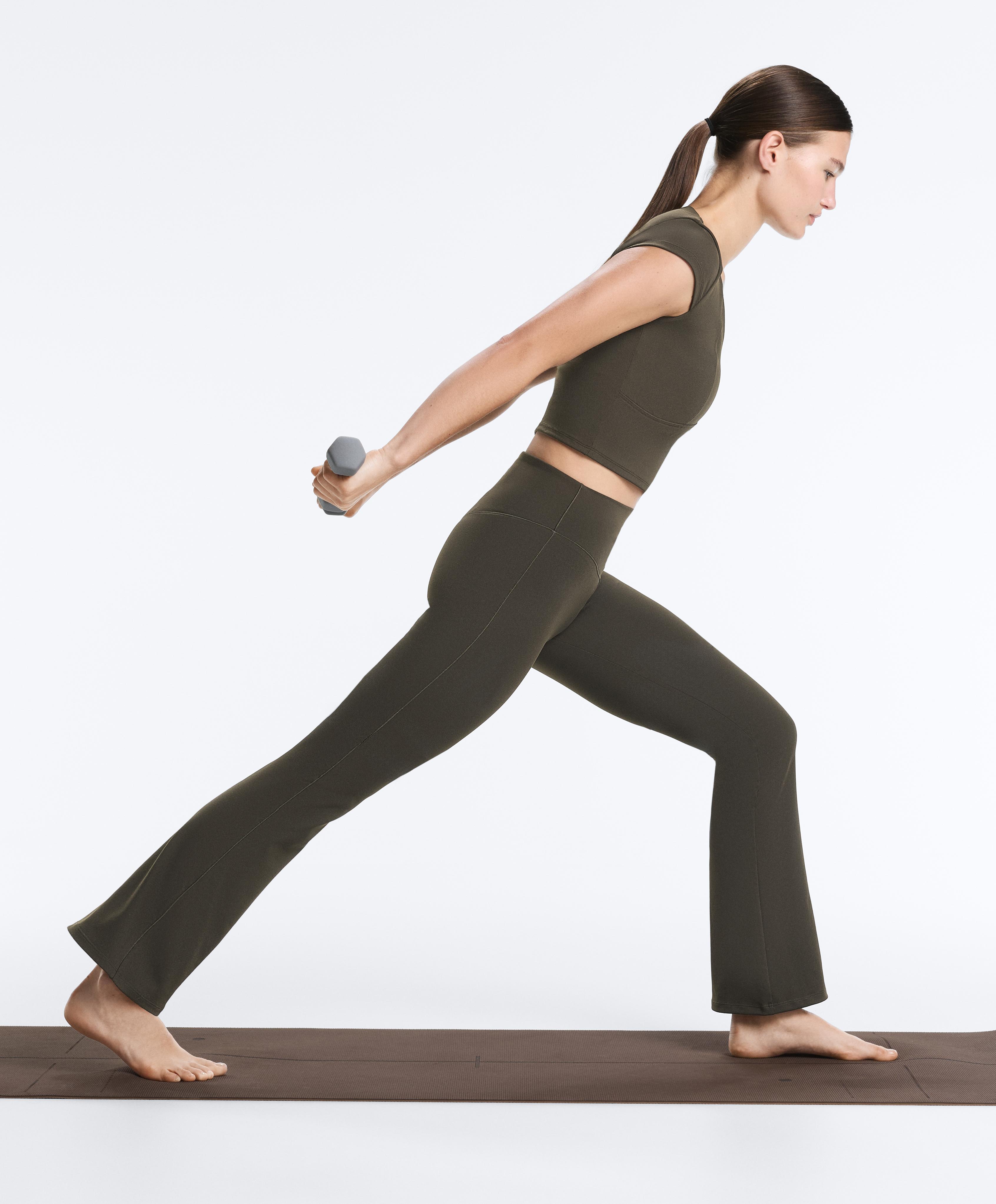 Evermove high rise flare trousers — BROWN
