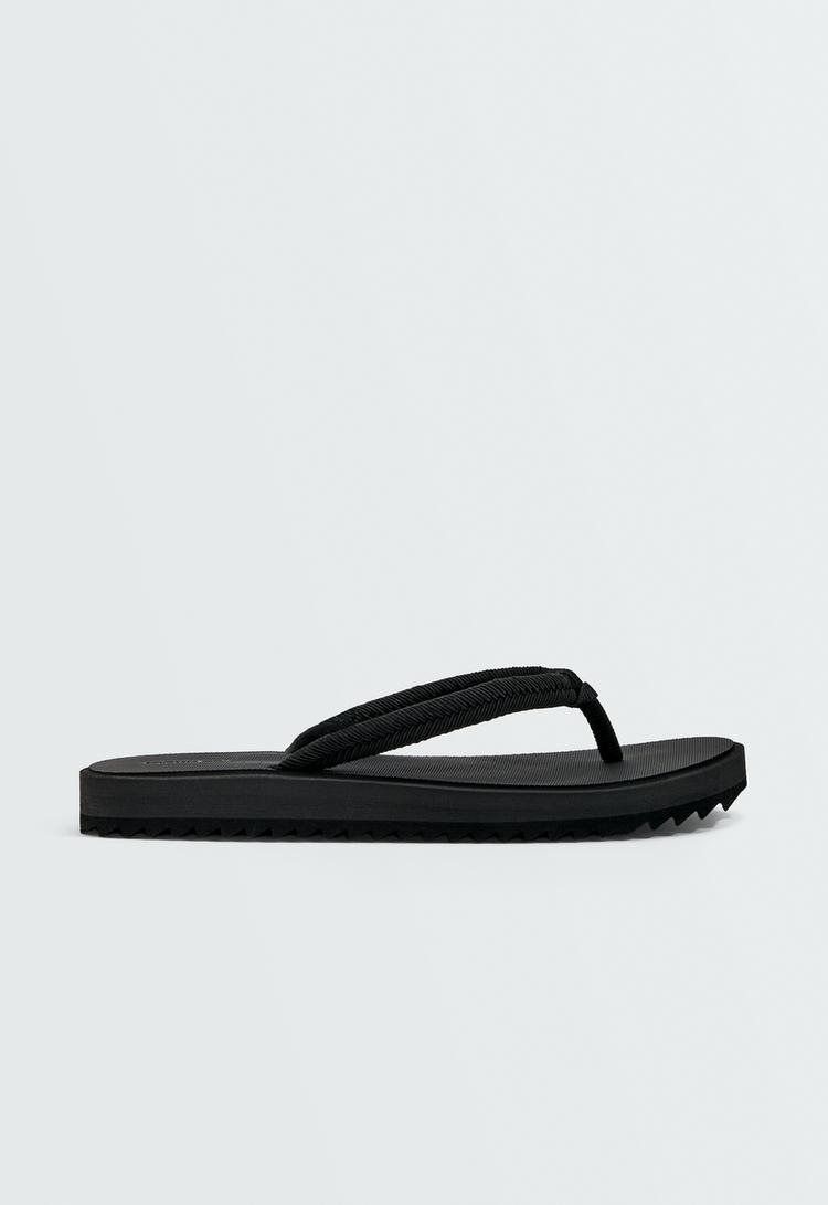 Braided rope beachwear sandals — BLACK
