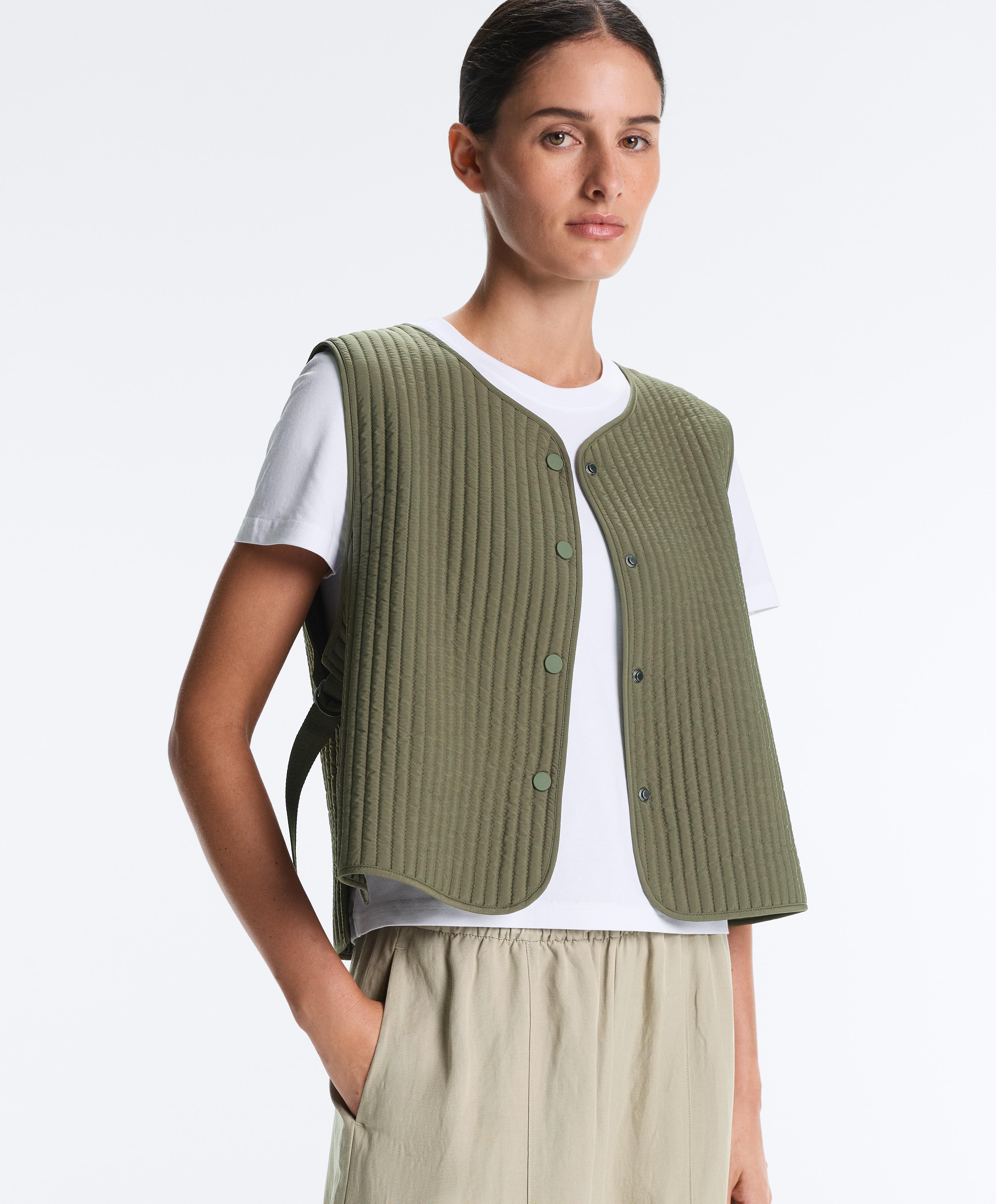 Thin padded nylon gilet — KHAKI