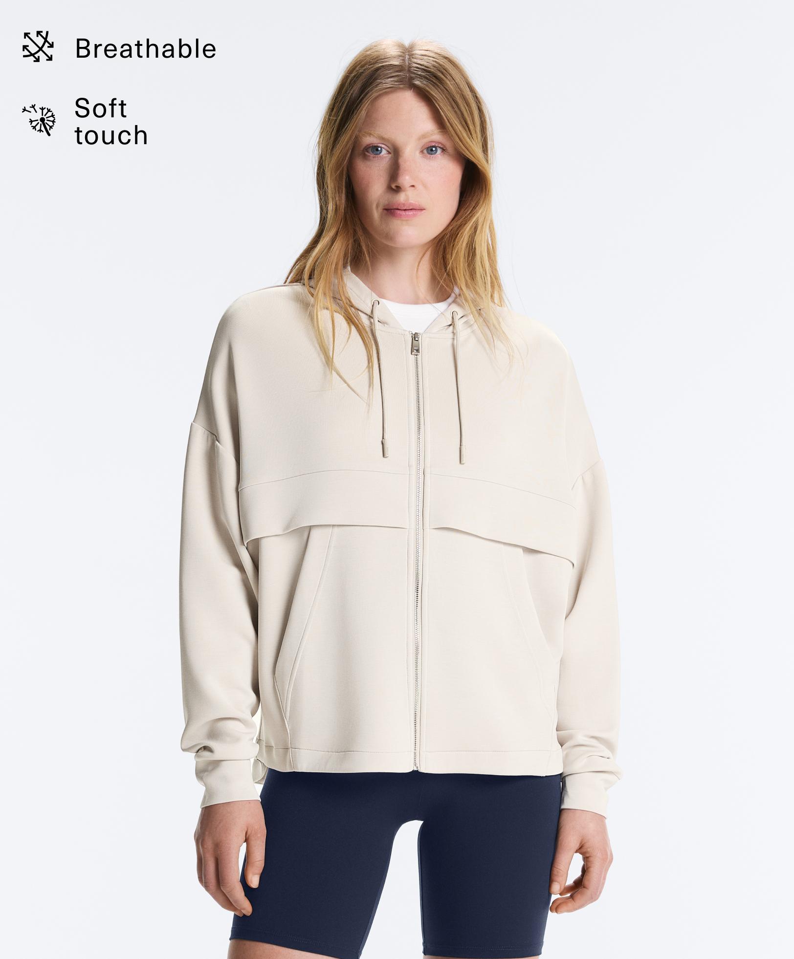 Sportska majica meka na dodir s modalom i patentnim zatvaračem