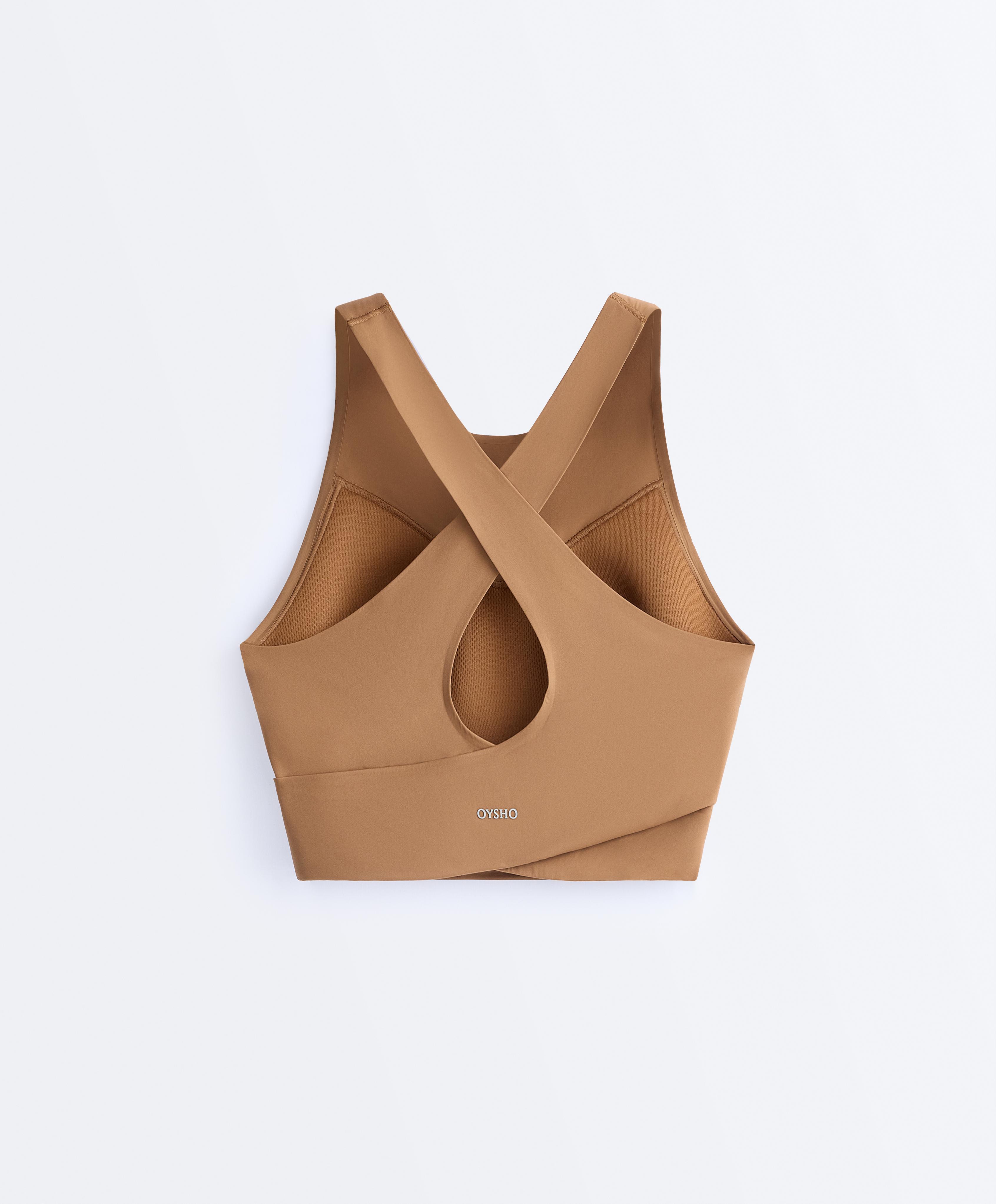 Light Touch crossover back tank top — PALE BROWN