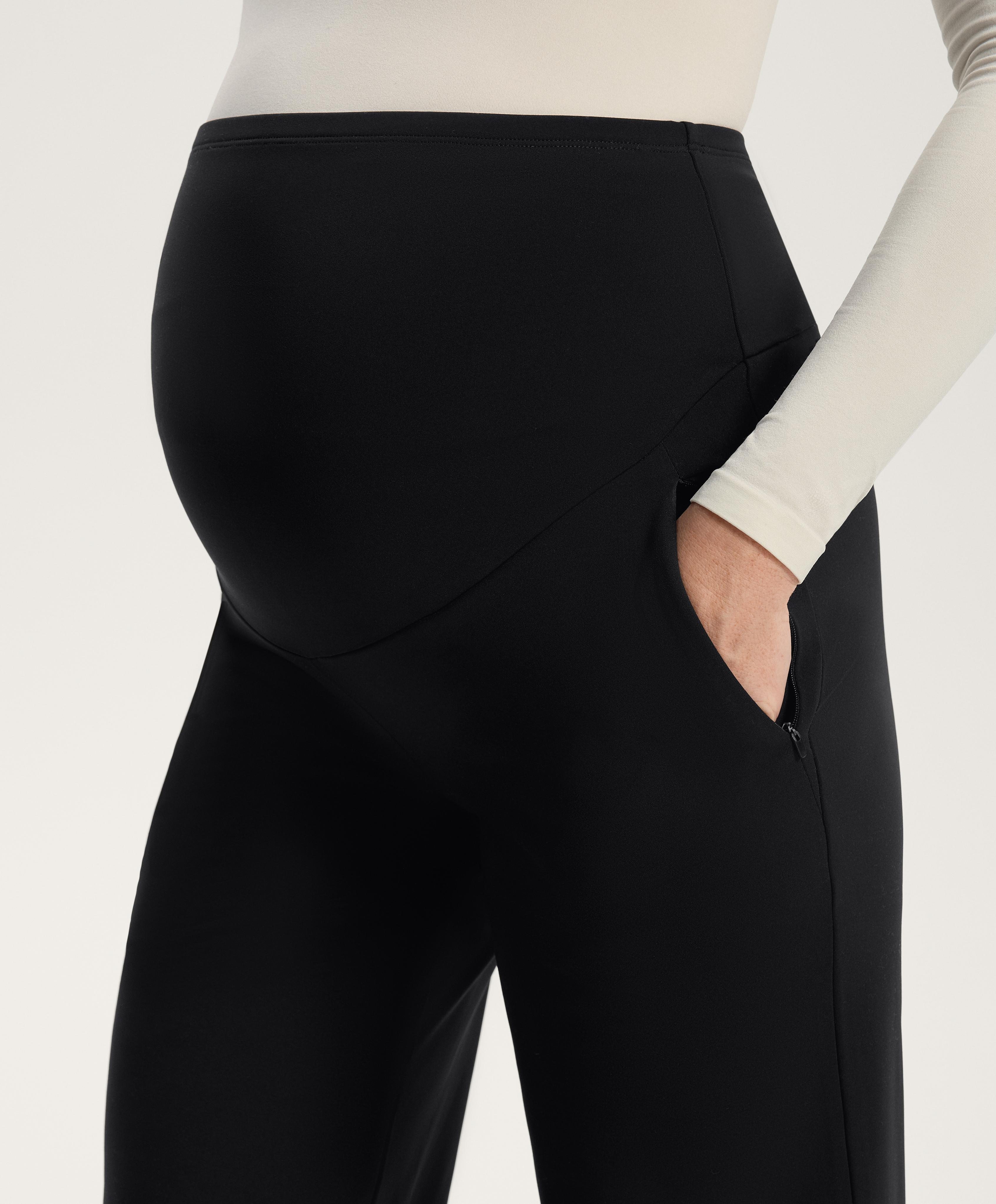 Straight-leg warm maternity trousers — BLACK