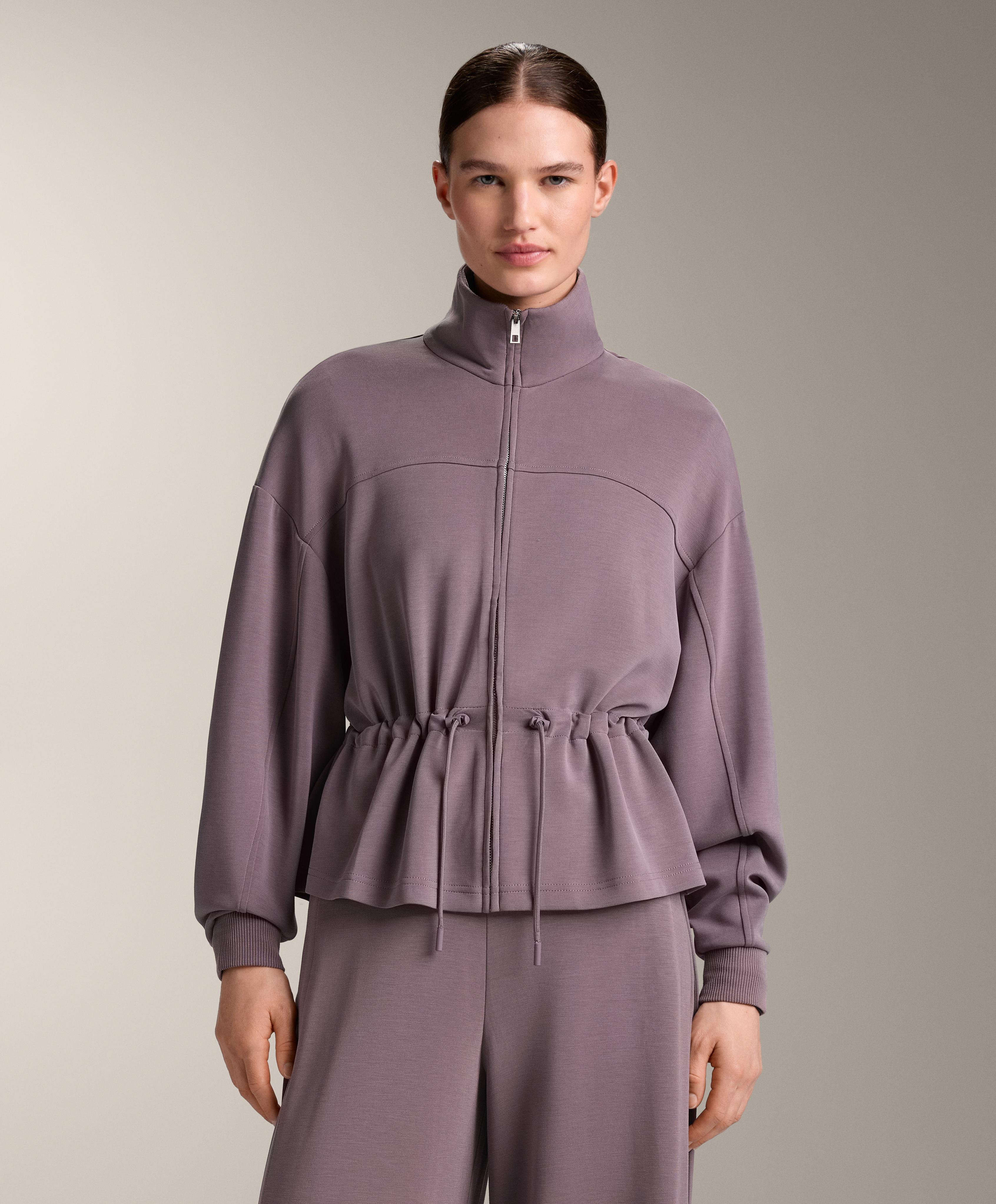 Chaqueta cintura ajustable cuello subido con modal tacto suave Chaqueta cintura ajustable cuello subido con modal tacto suave