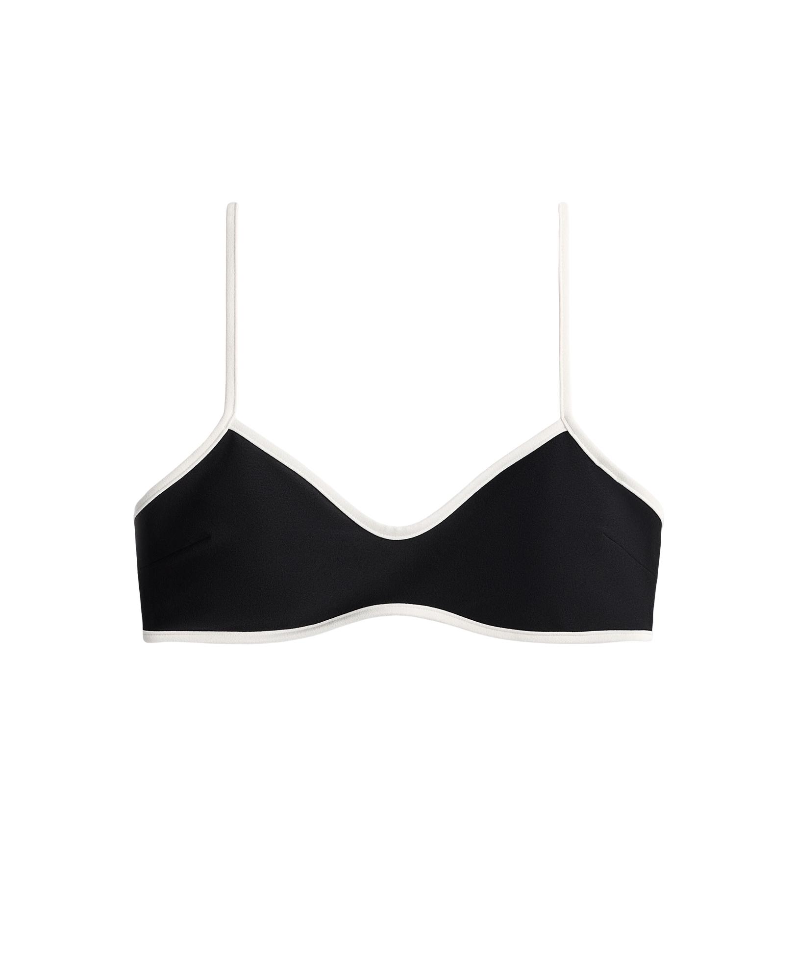 Contrast trim bikini top — BLACK