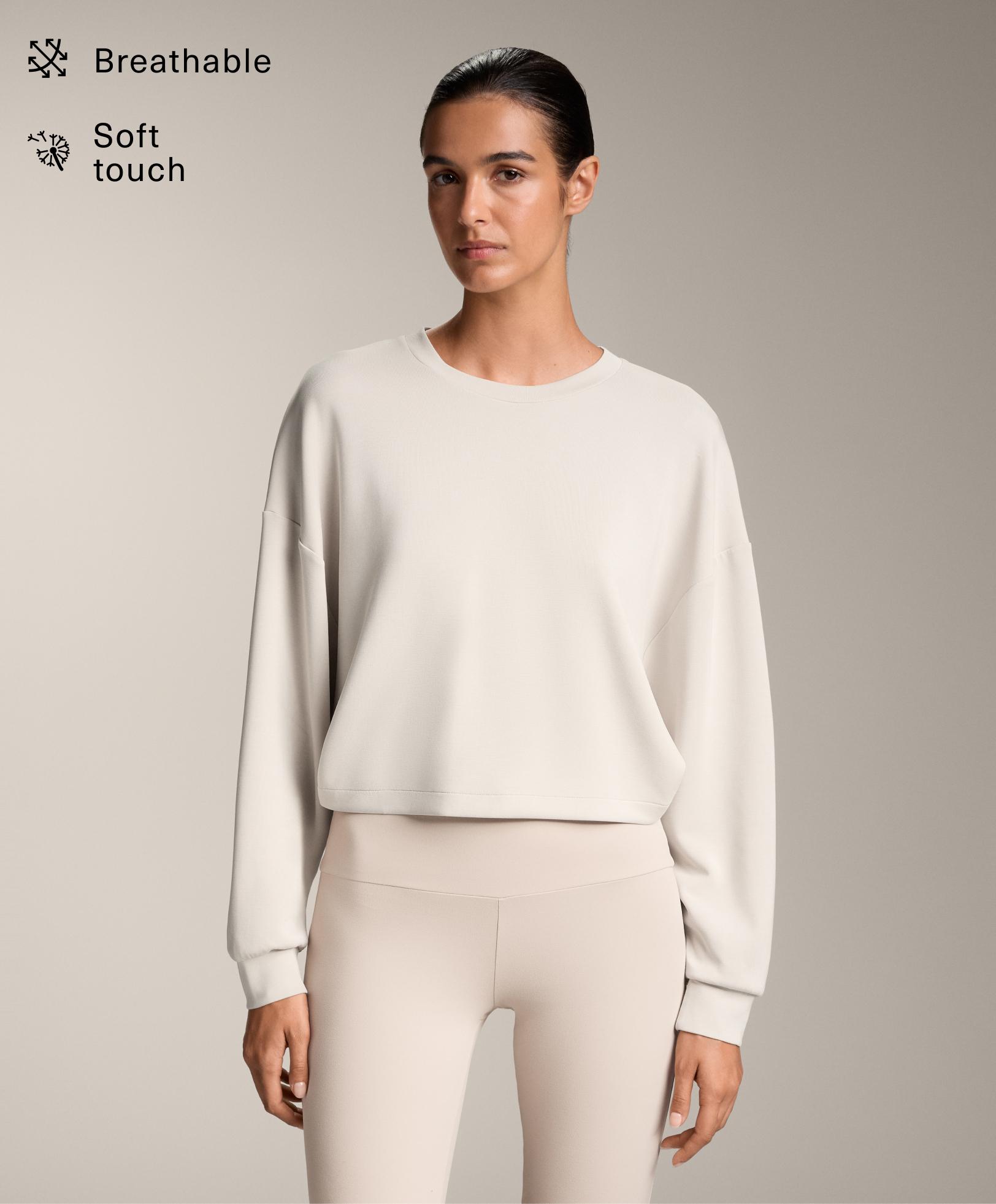 Укороченная толстовка с перекрестной спинкой из мягкого модала Укороченная толстовка с перекрестной спинкой из мягкого модала