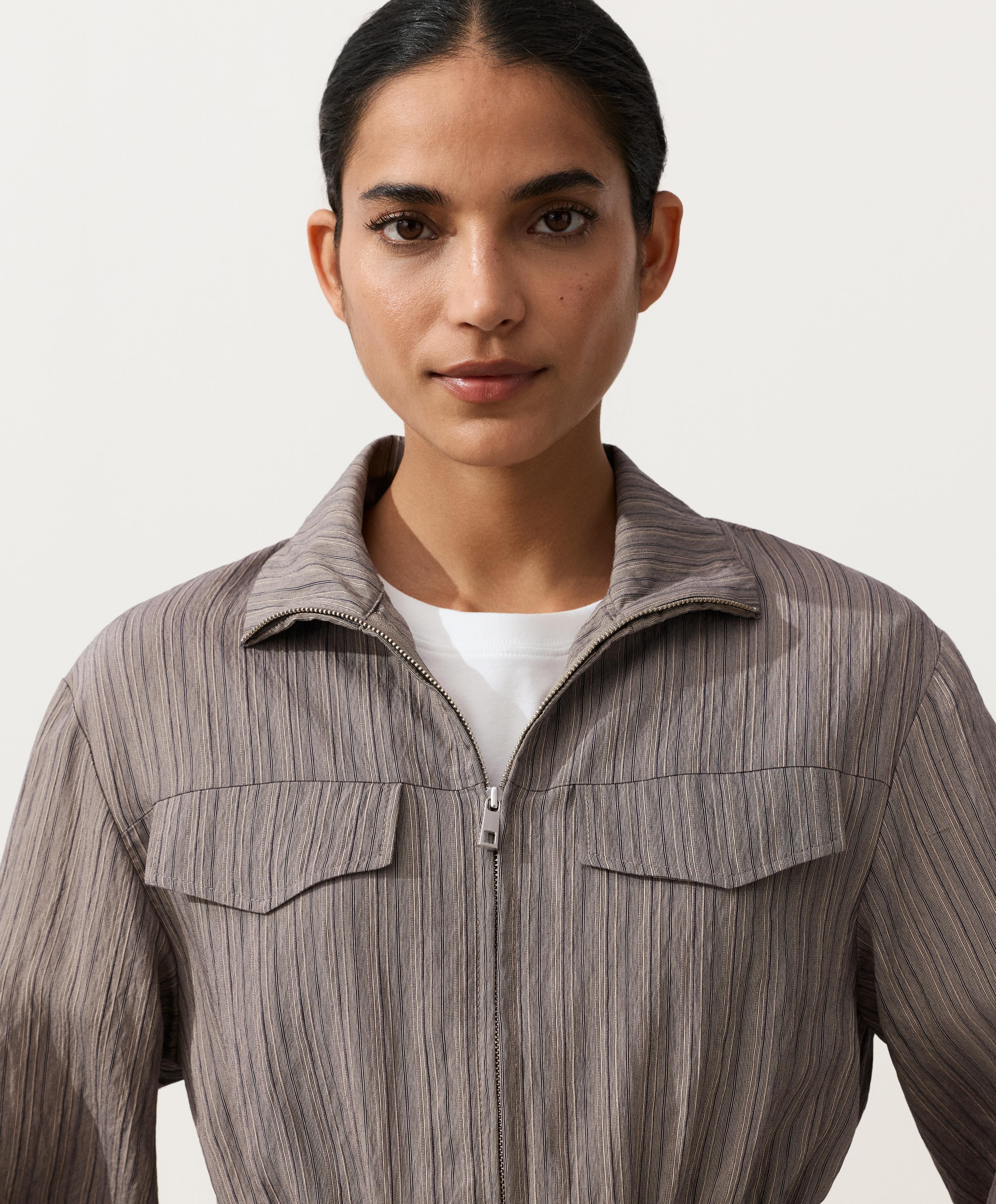 Striped Saharan jacket — CHARCOAL GREY