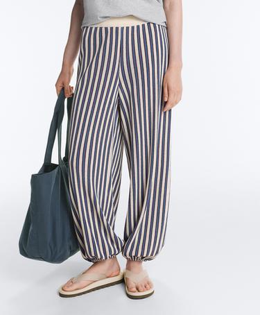 Striped cotton knit trousers — LAVENDER BLUE 3