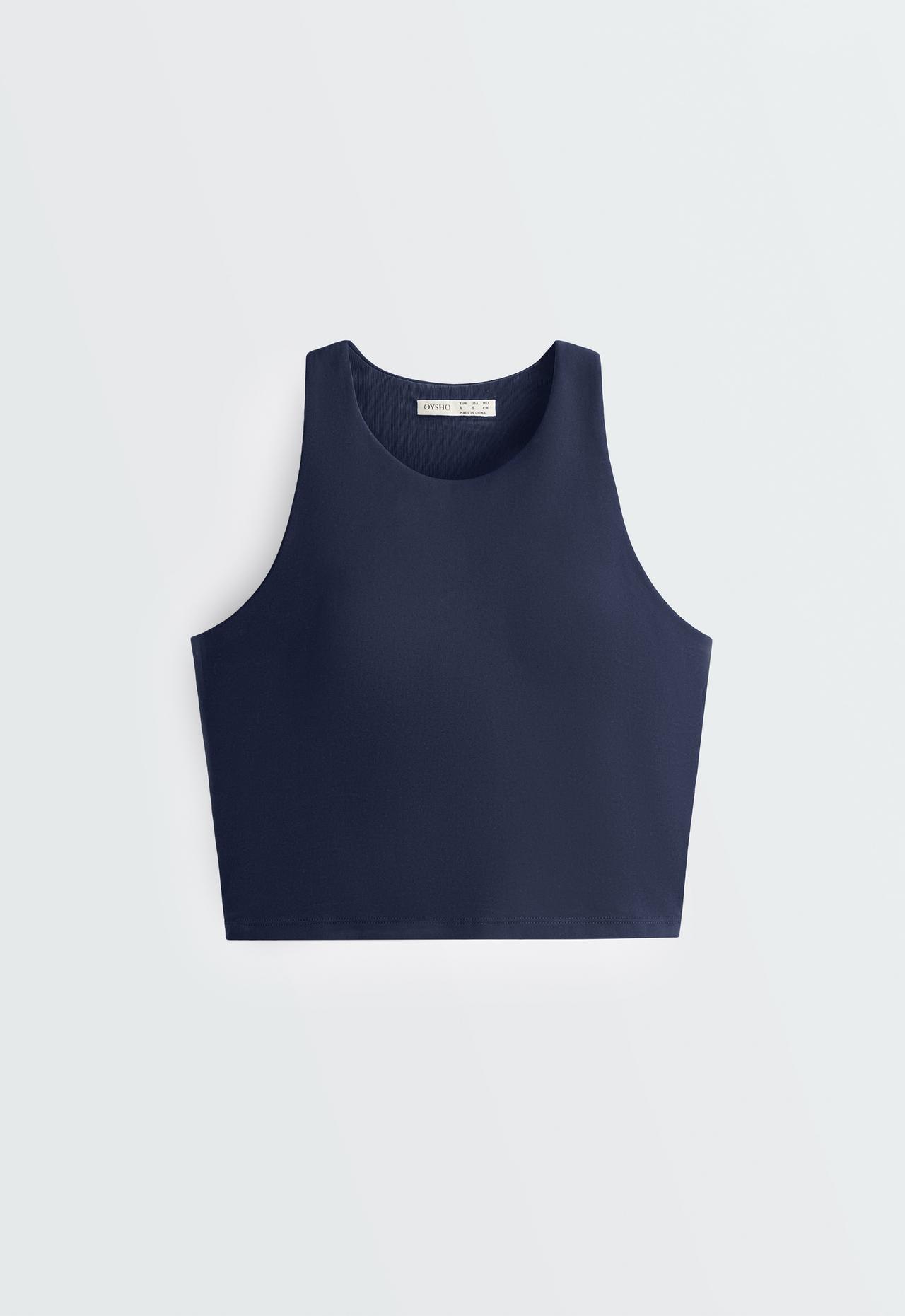Compressive halter tank top — NAVY BLUE