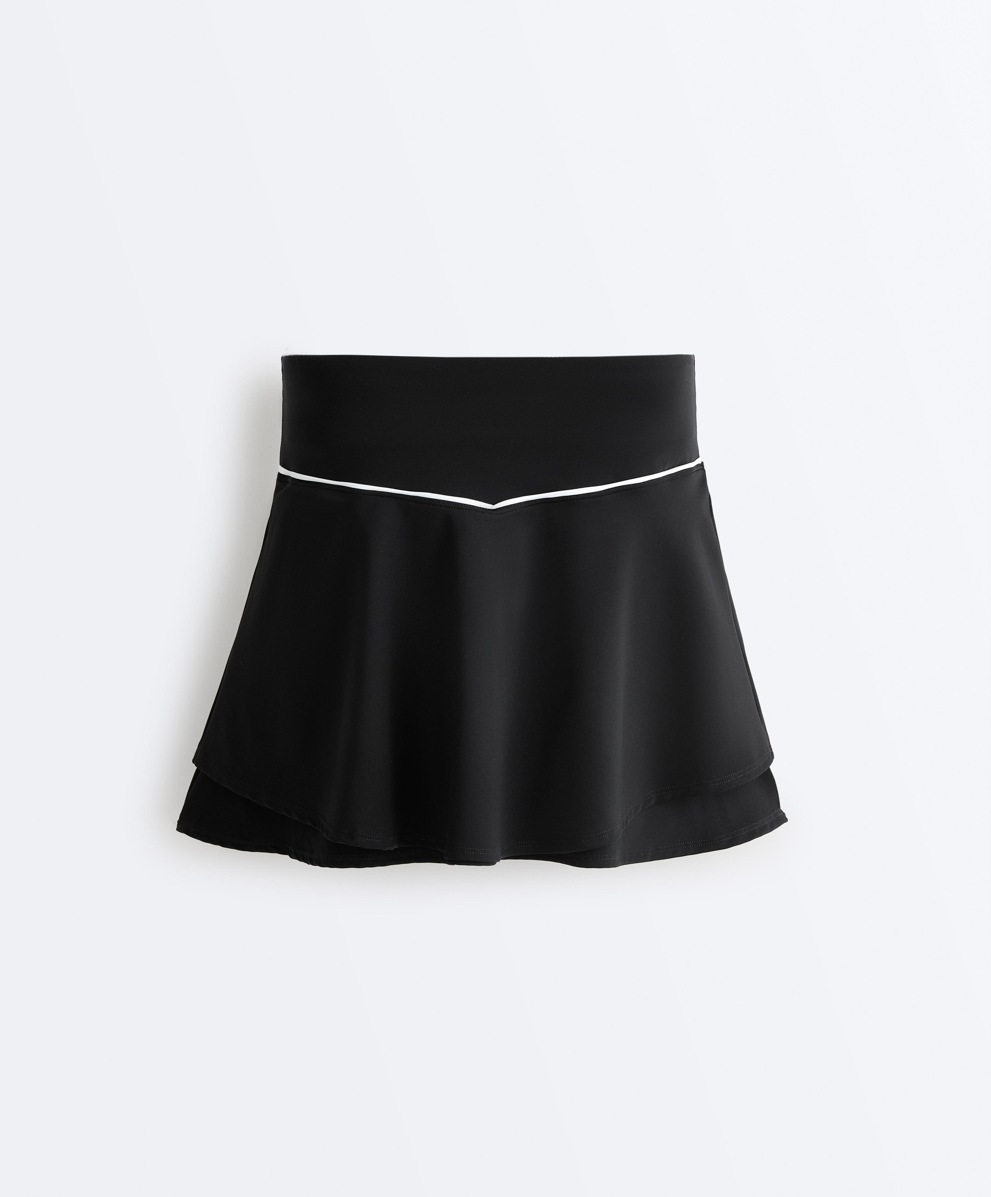 Double layer high rise short skirt — BLACK
