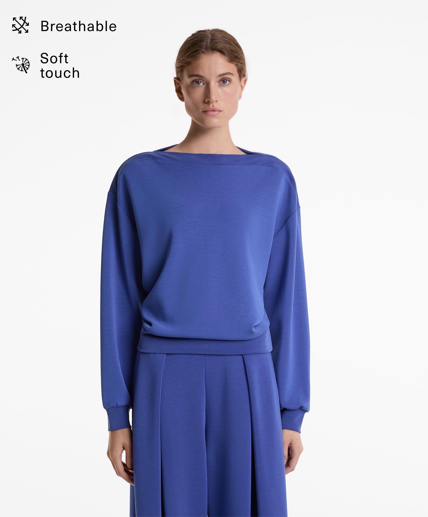 Sweatshirt mit Bateau-Ausschnitt und Modalanteil in Soft-Touch-Qualität - Sale
