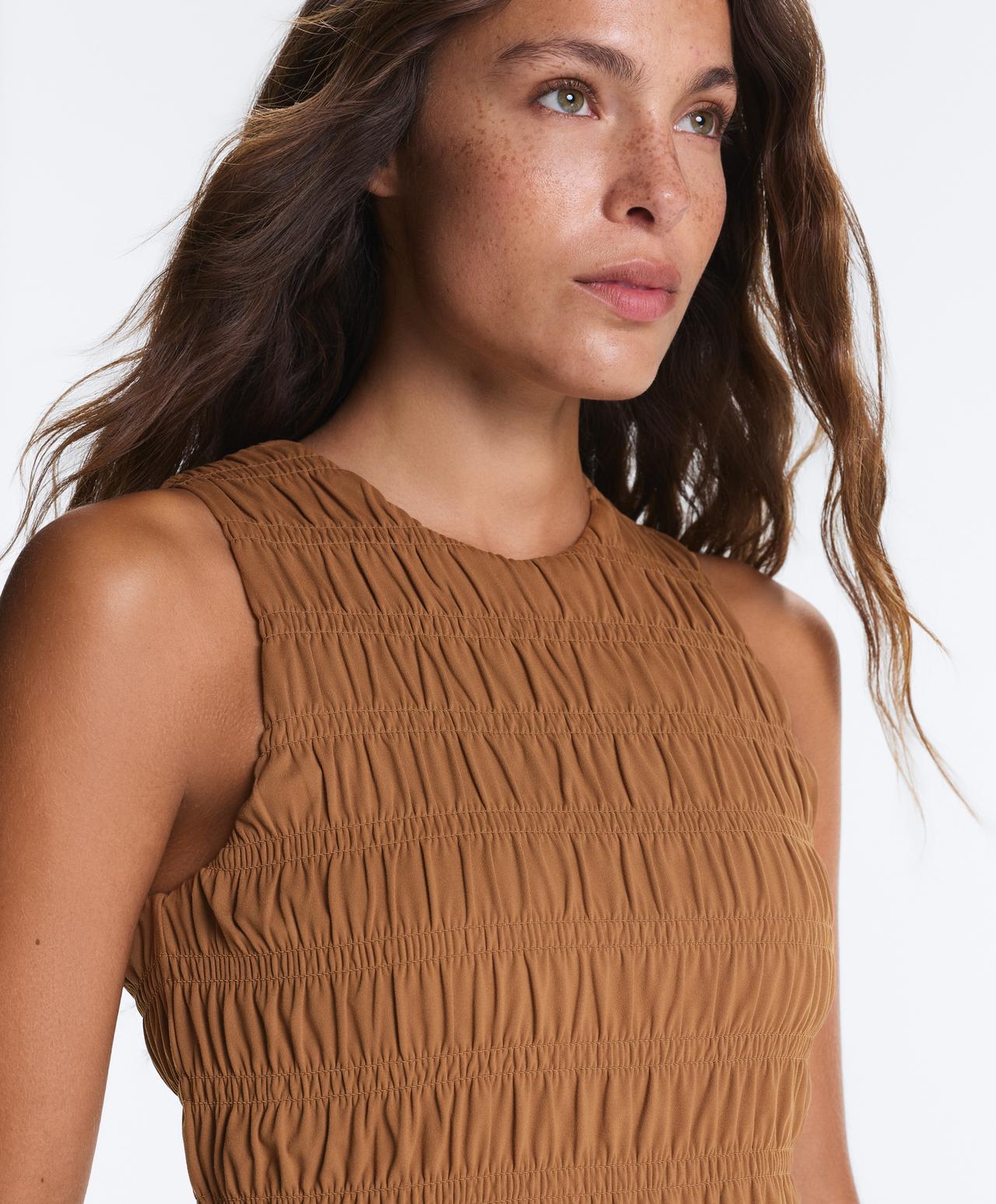 Comfortlux smock sleeveless T-shirt — TOFFEE