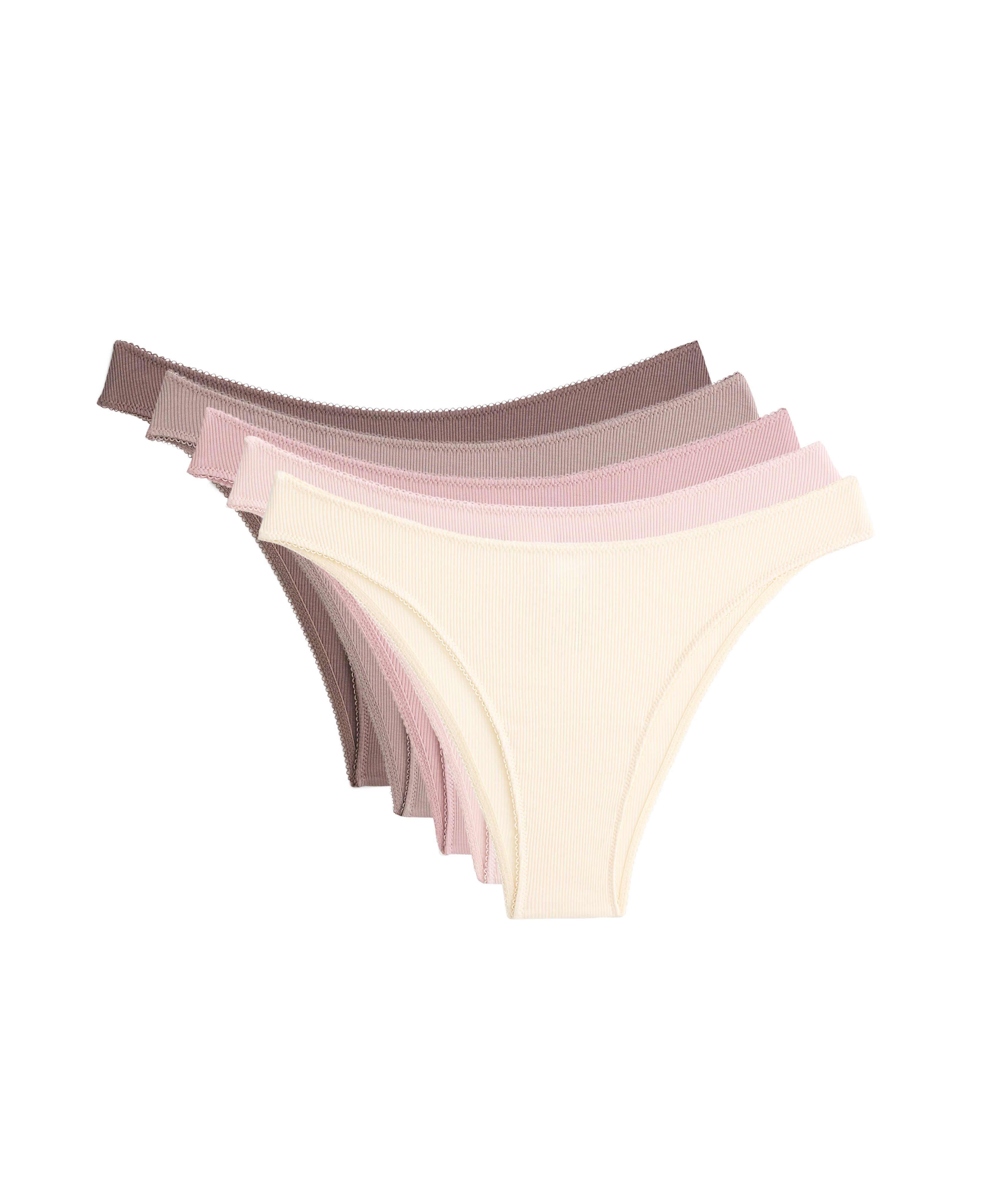 5 cotton rib U-cut Brazilian briefs — FADED PINK