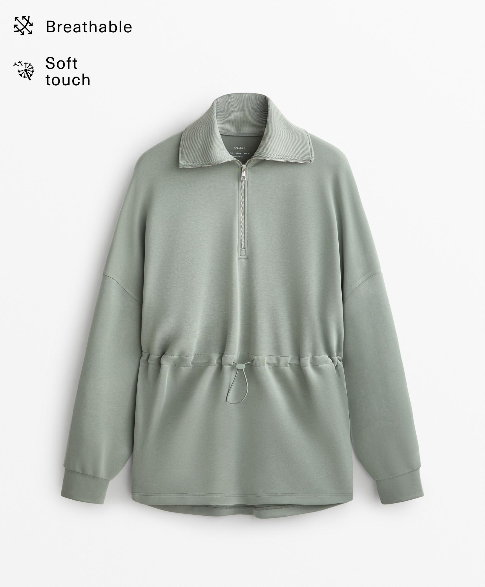 Half-zip sweatshirt with soft touch modal