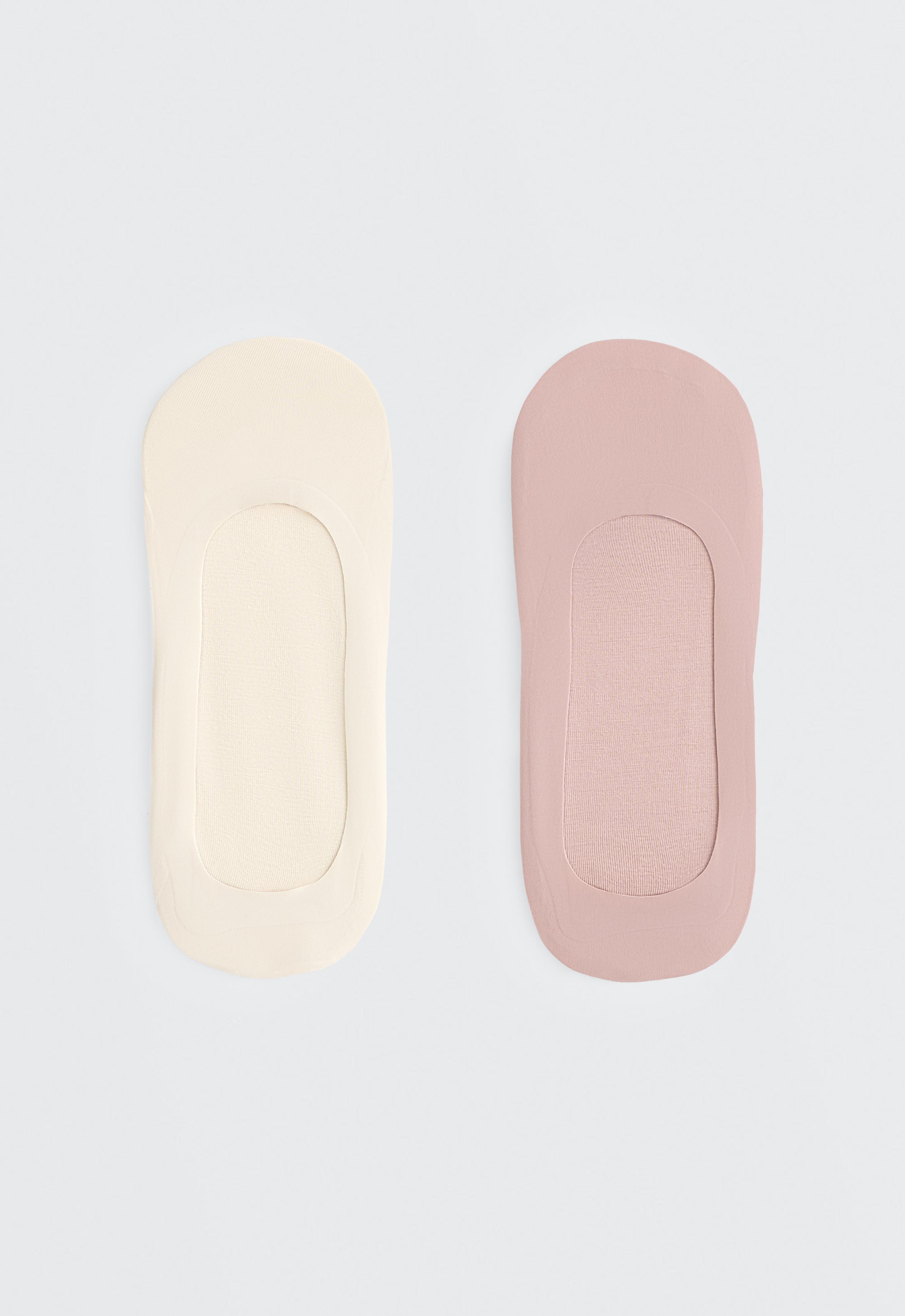 2 pairs of medium-cut invisible microfibre socks — PALE PINK