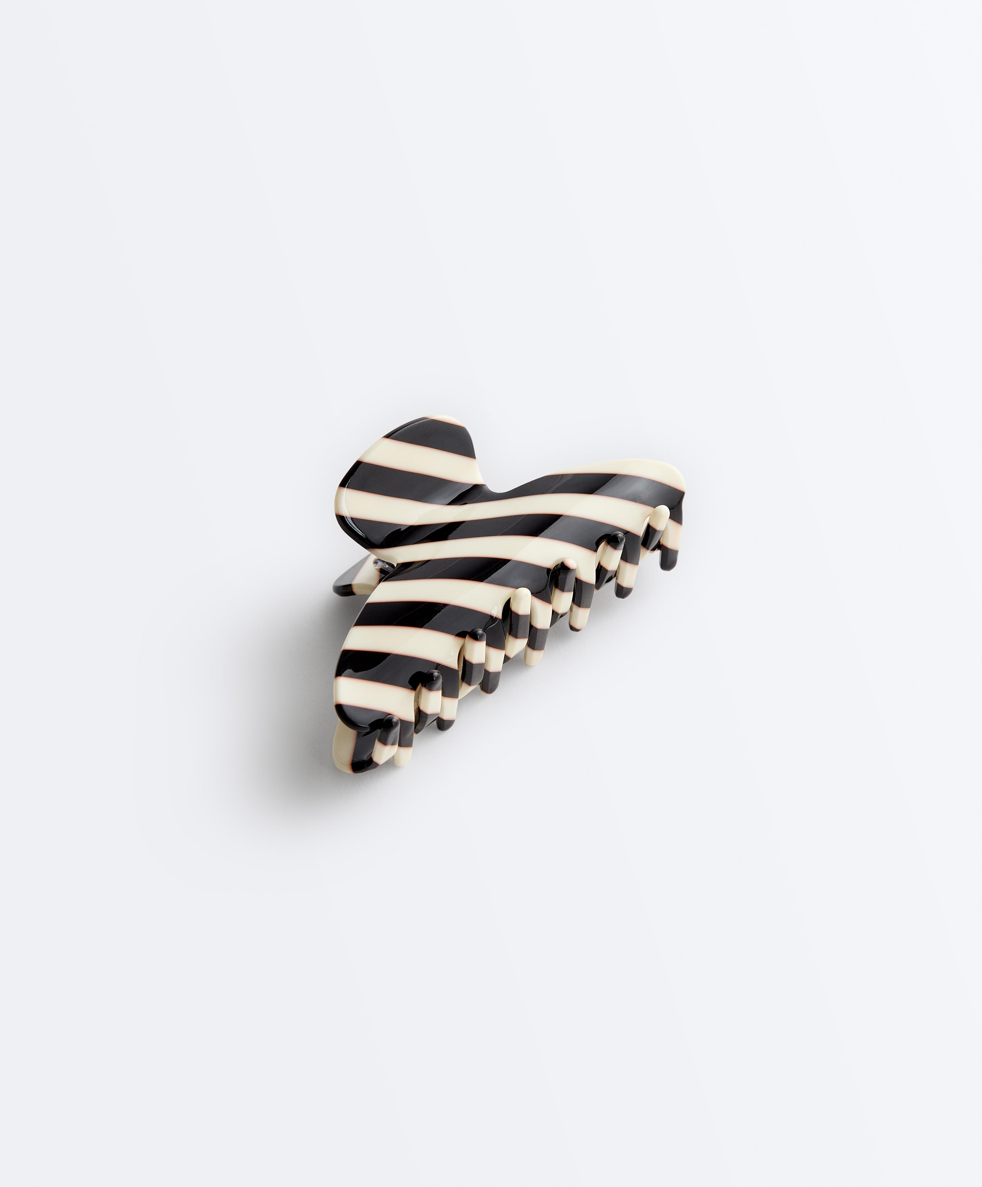 Large striped hair claw — PALE CANDY