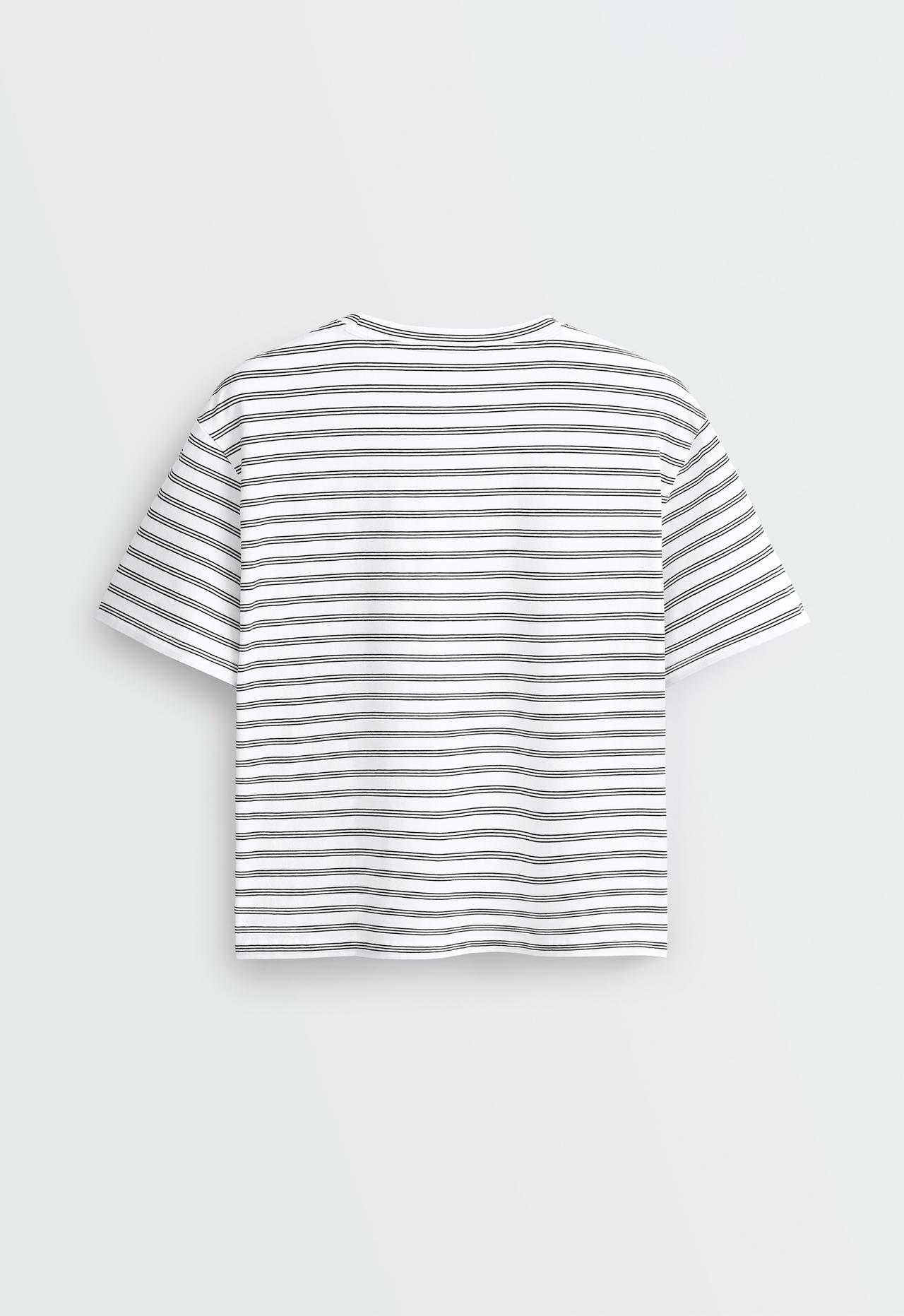 Boxy short-sleeved striped cotton-blend T-shirt — BLACK
