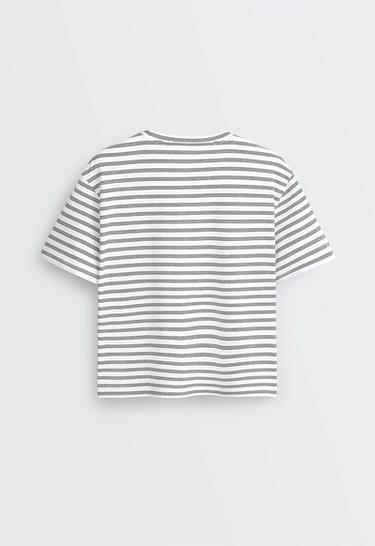 Boxy short-sleeved striped cotton-blend T-shirt — BLACK 6