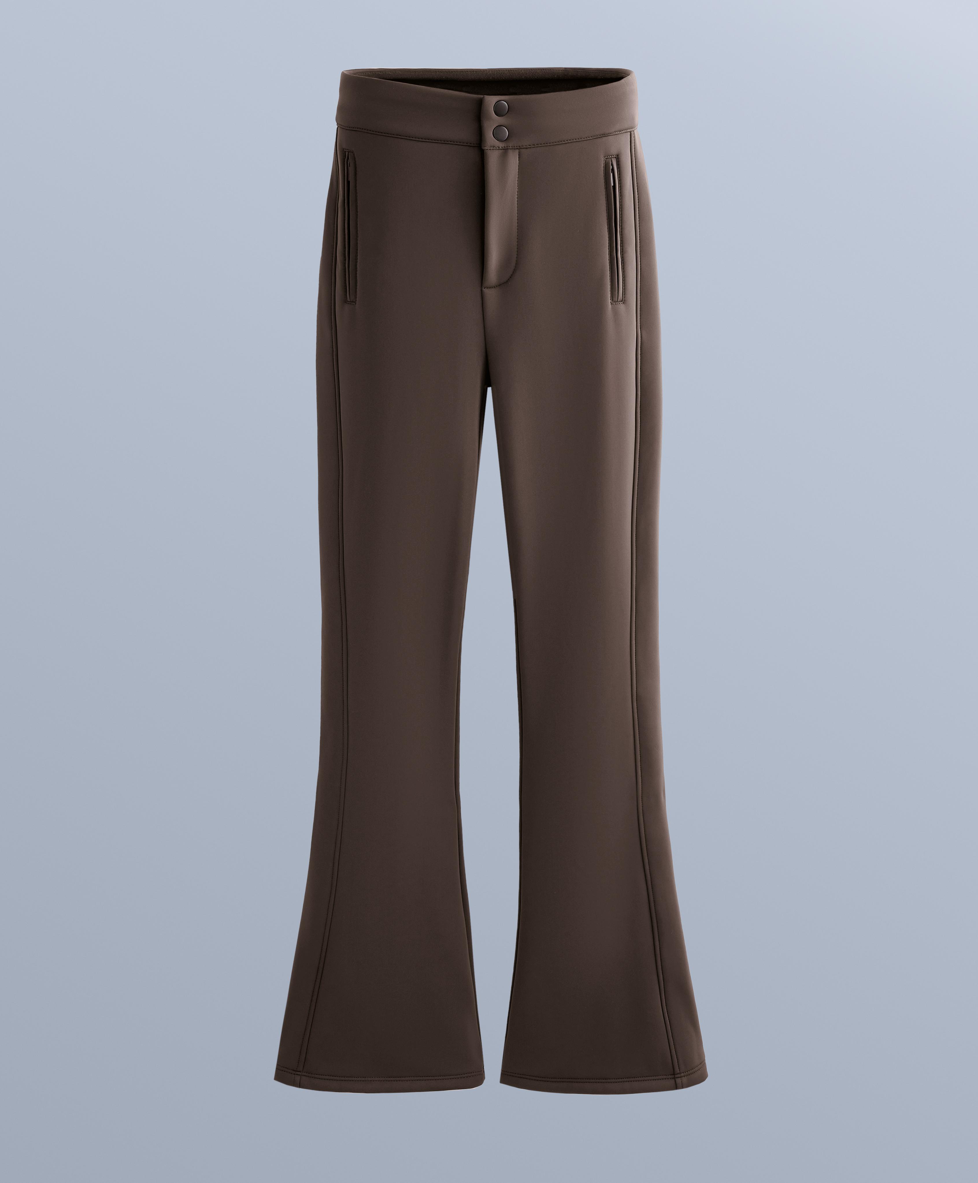 Water-resistant flare stretch SKI trousers — DARK BROWN