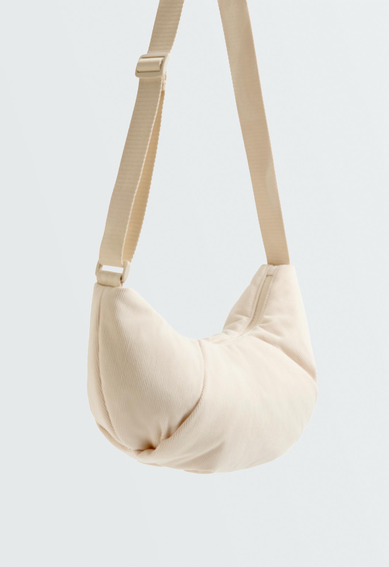 Micro-corduroy crossbody bag — ECRU