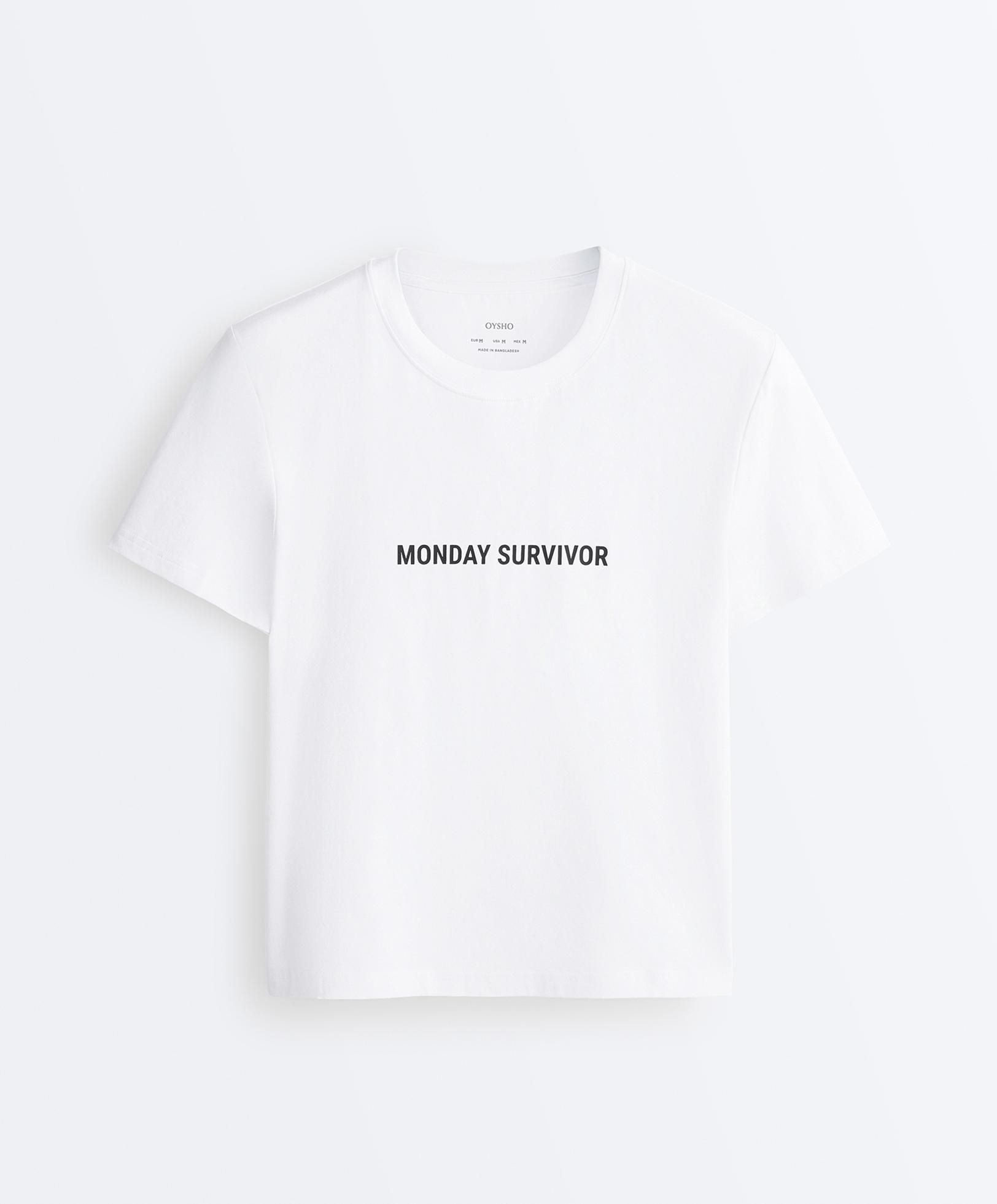 Cotton blend slogan T-shirt — WHITE 