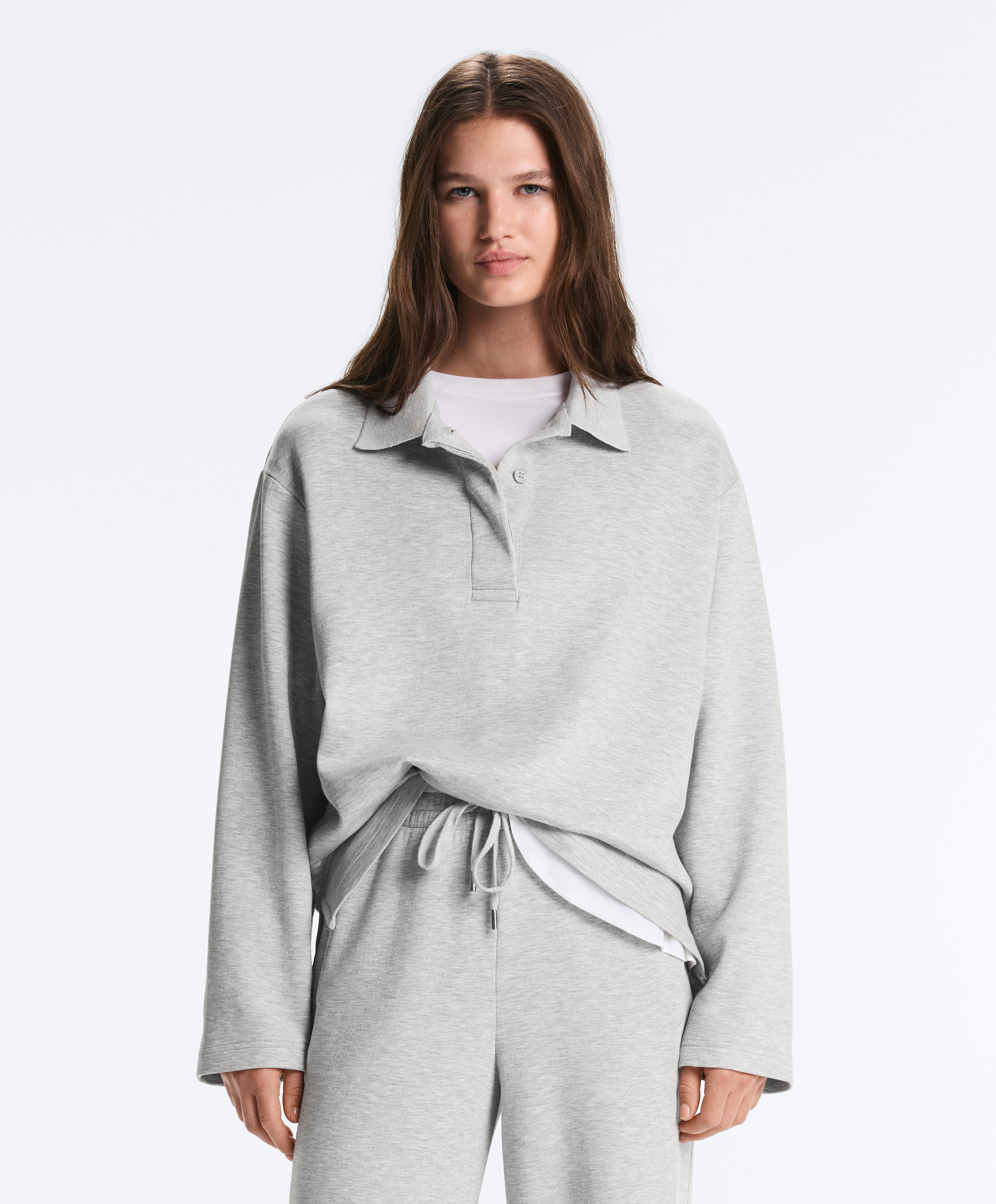 Mélange piqué polo shirt — GREY MELANGE