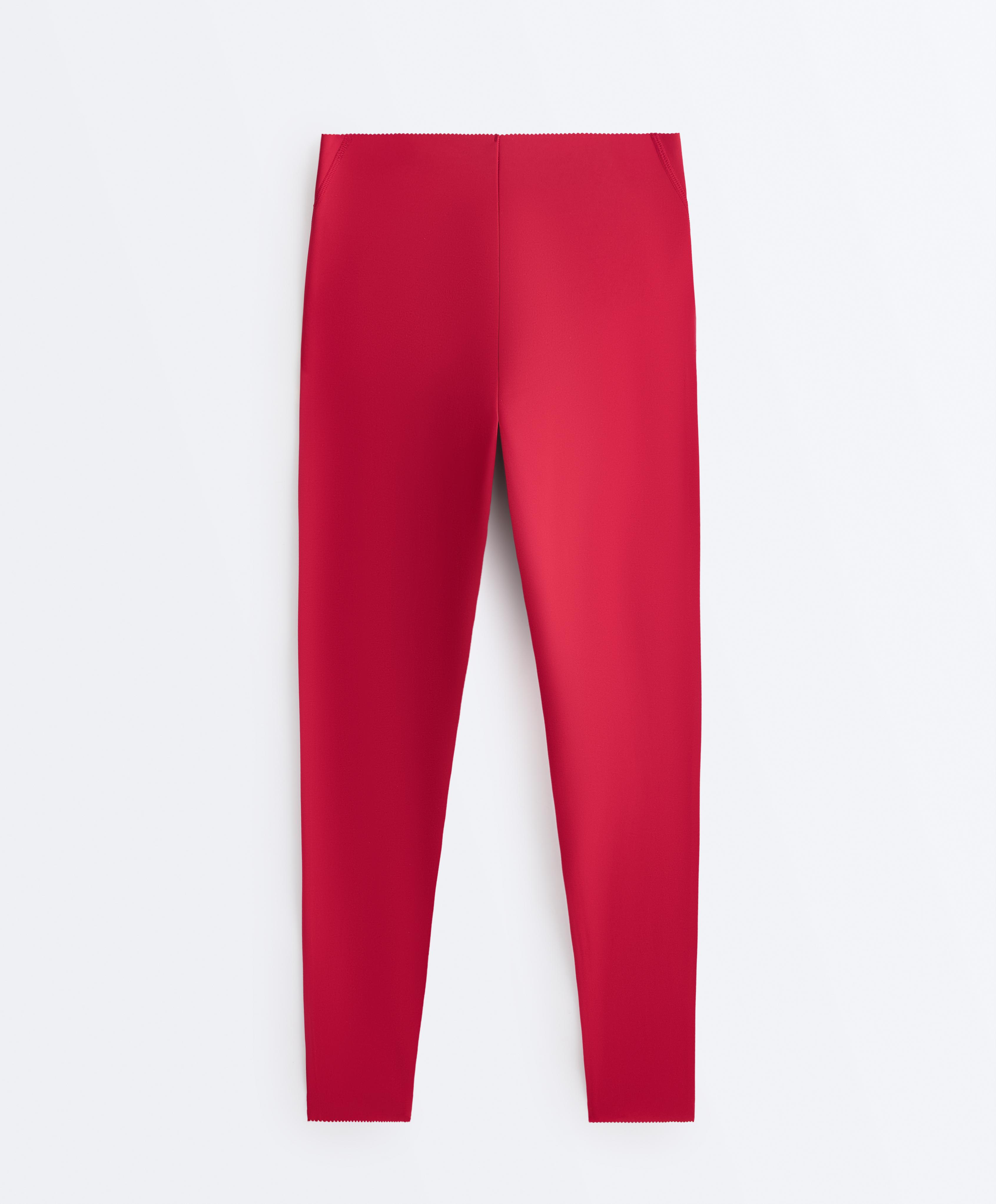 Compressive high-rise core-control ankle-length leggings — RED
