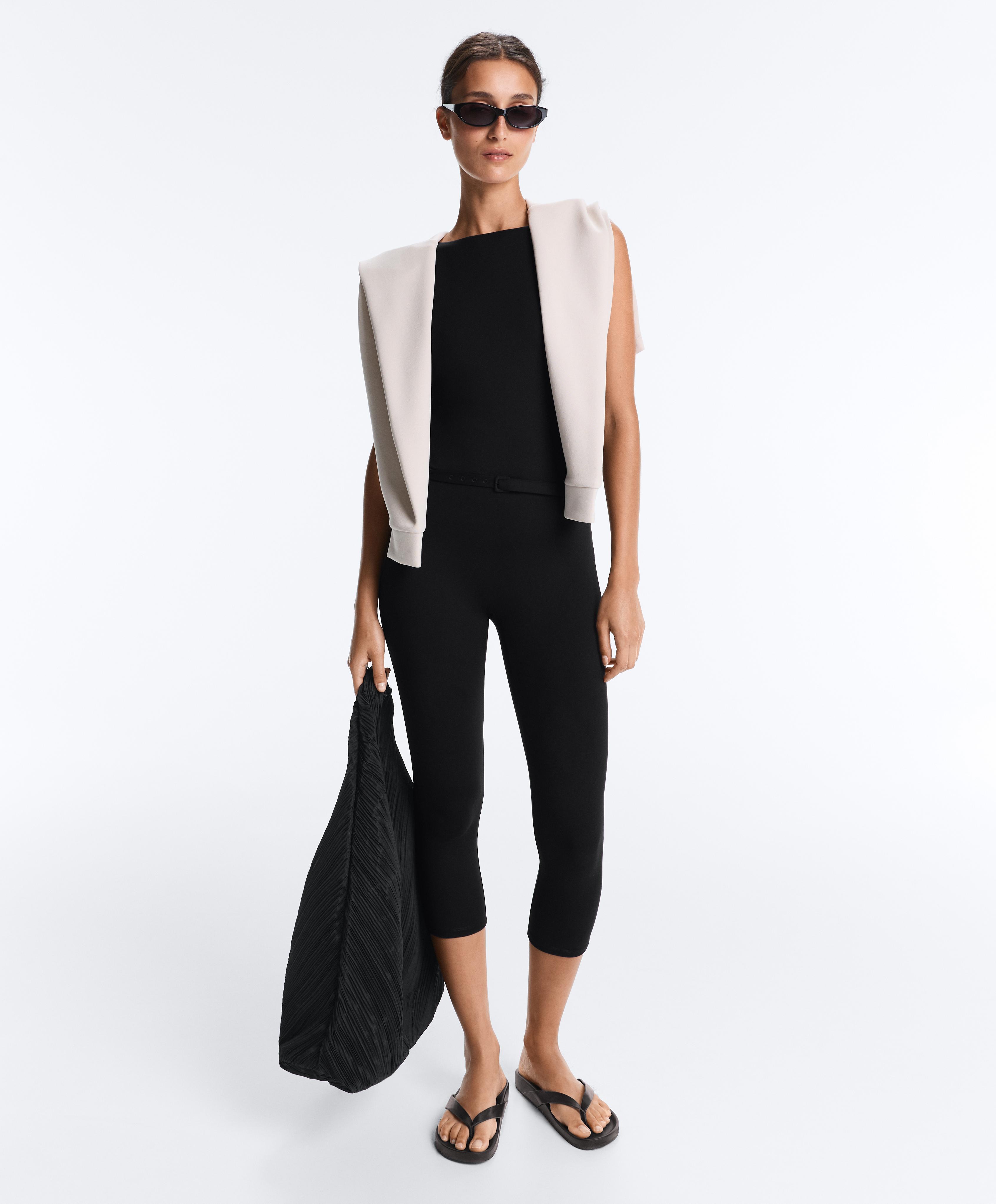 Comfortlux capri jumpsuit with belt — BLACK