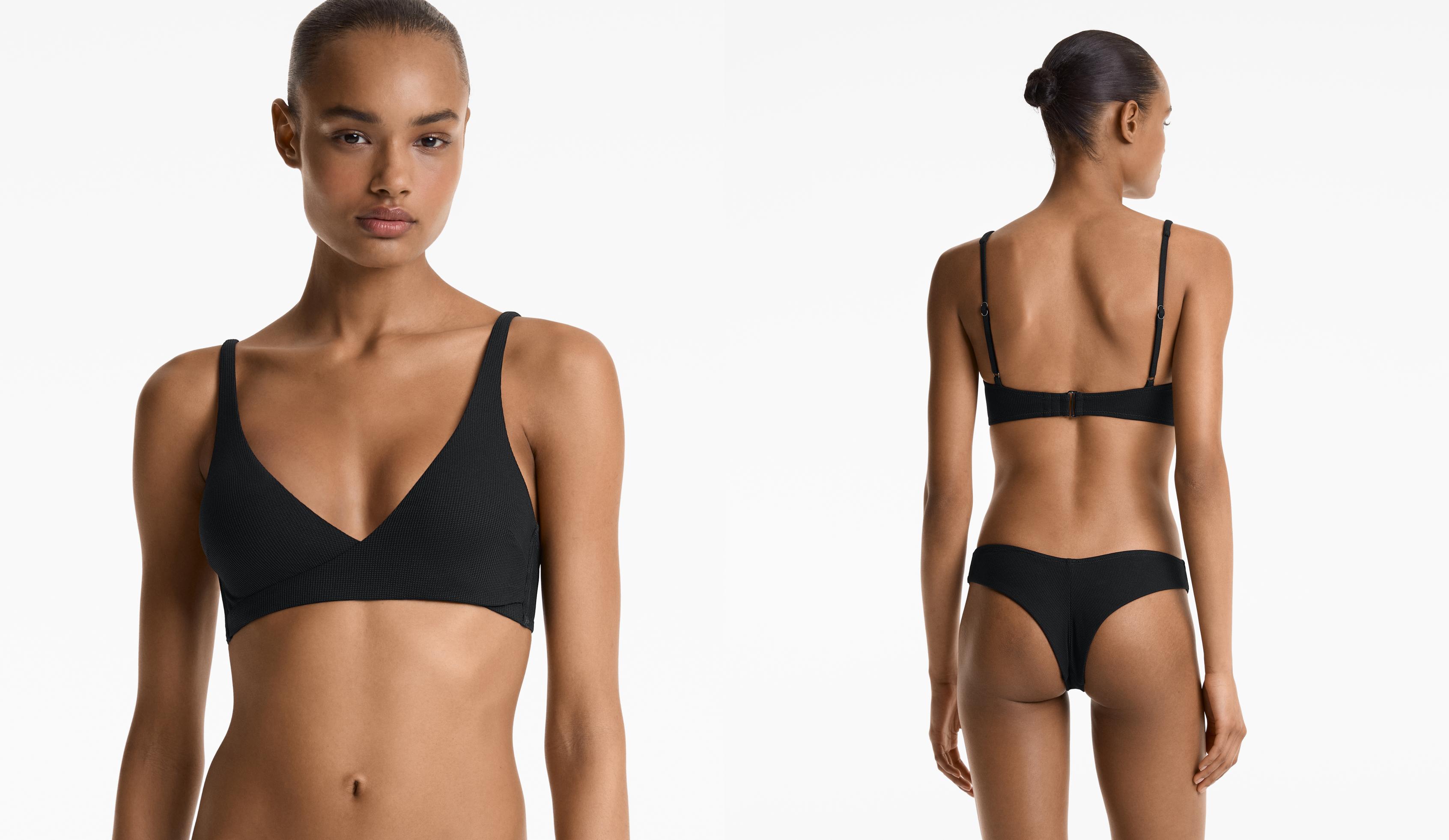 Haut de bikini halter croisé en piqué