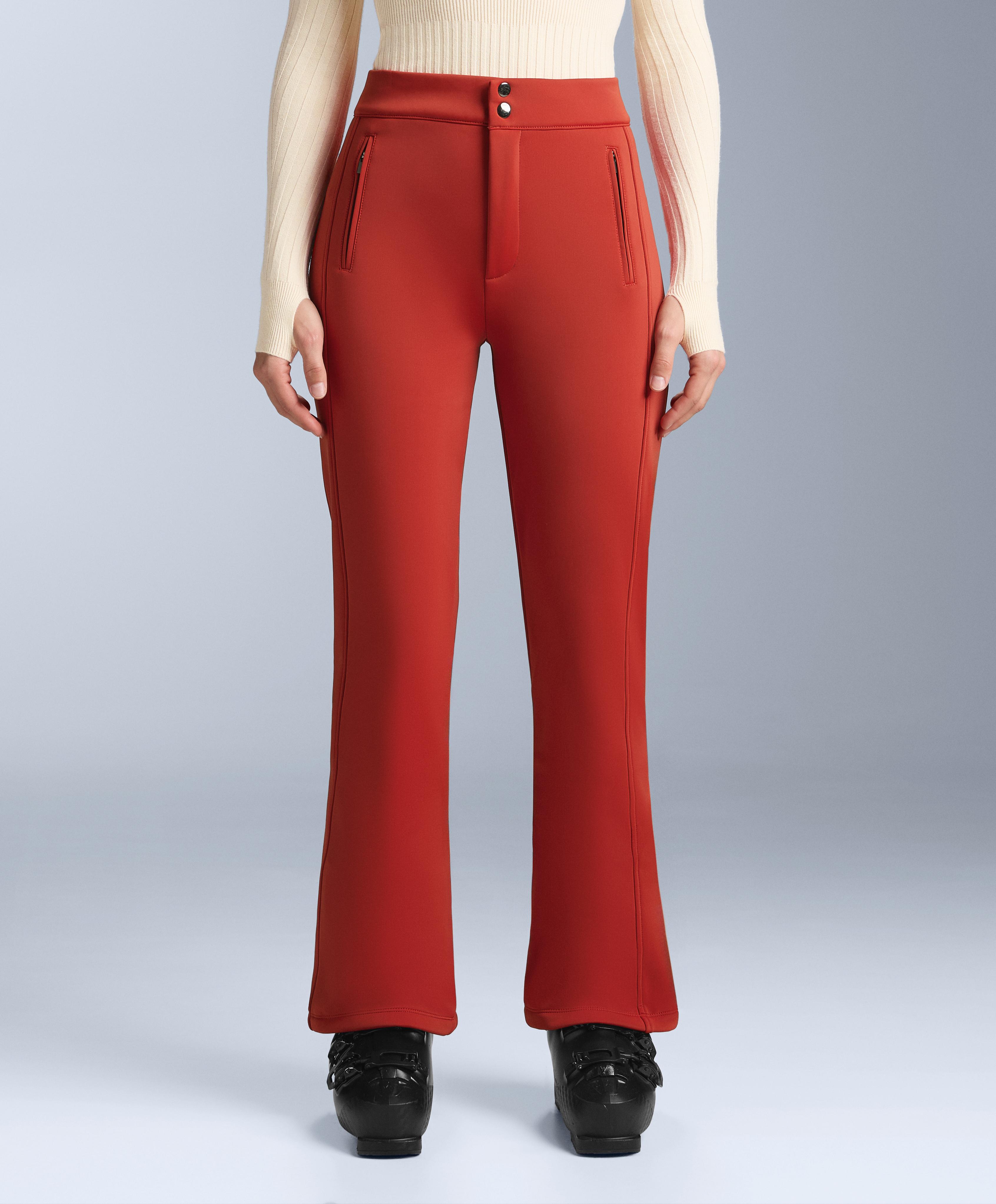 Water-resistant flare stretch SKI trousers — BRIGHT BURNT ORANGE 