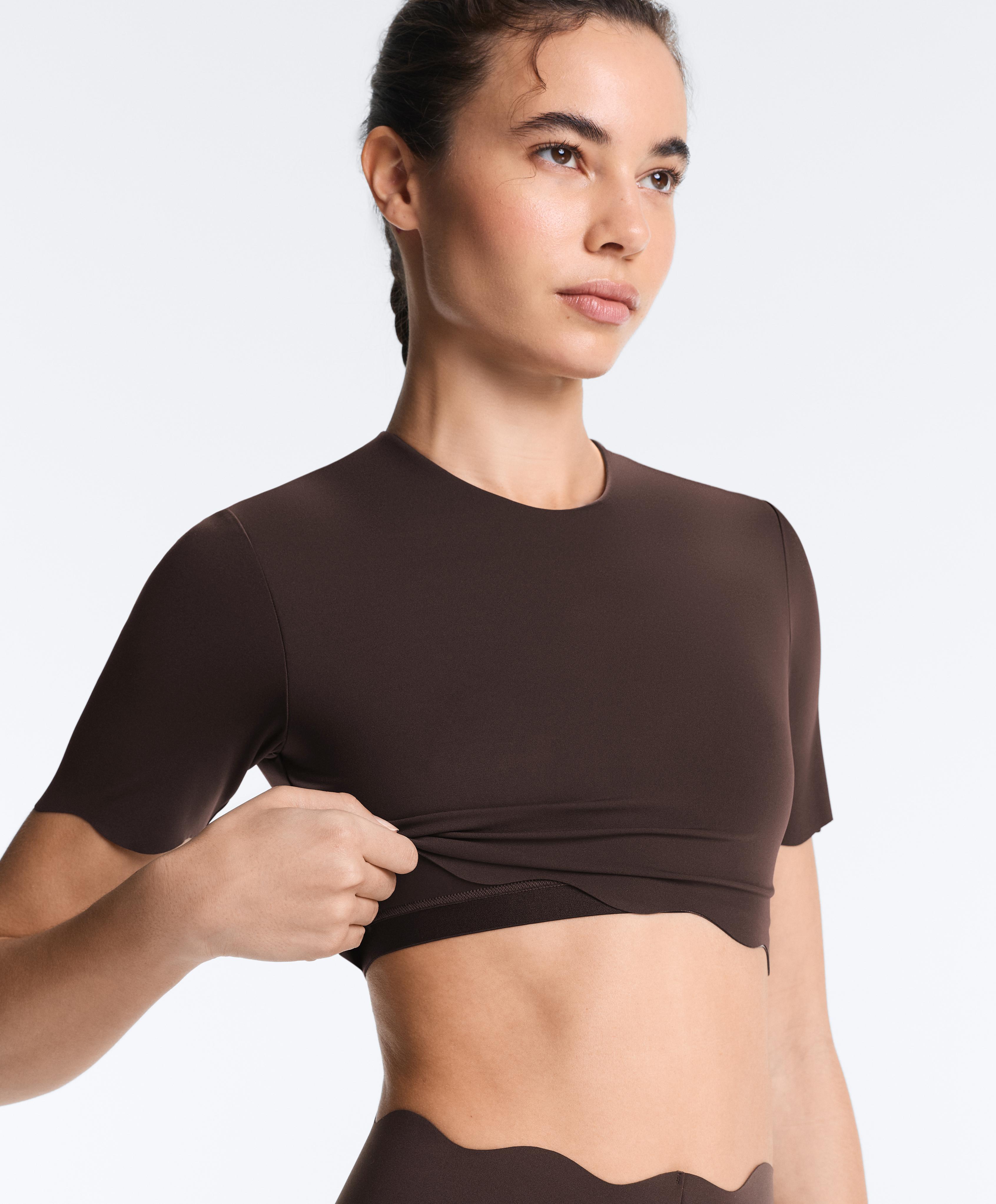 Wavy Compressive Tank Top — DARK REDDISH‑BROWN