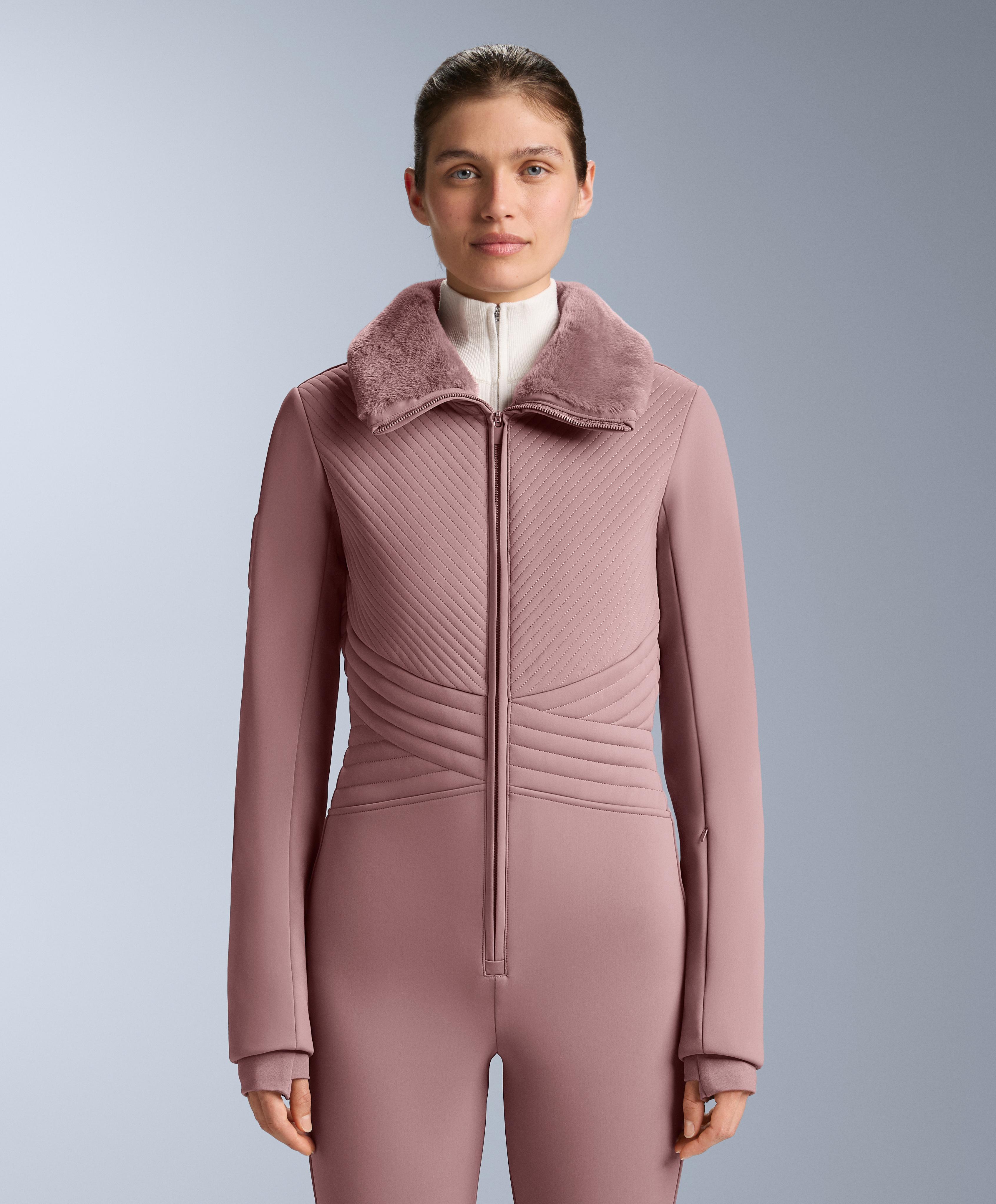 Water-resistant fitted stretch SKI jumpsuit — PINK-MAUVE