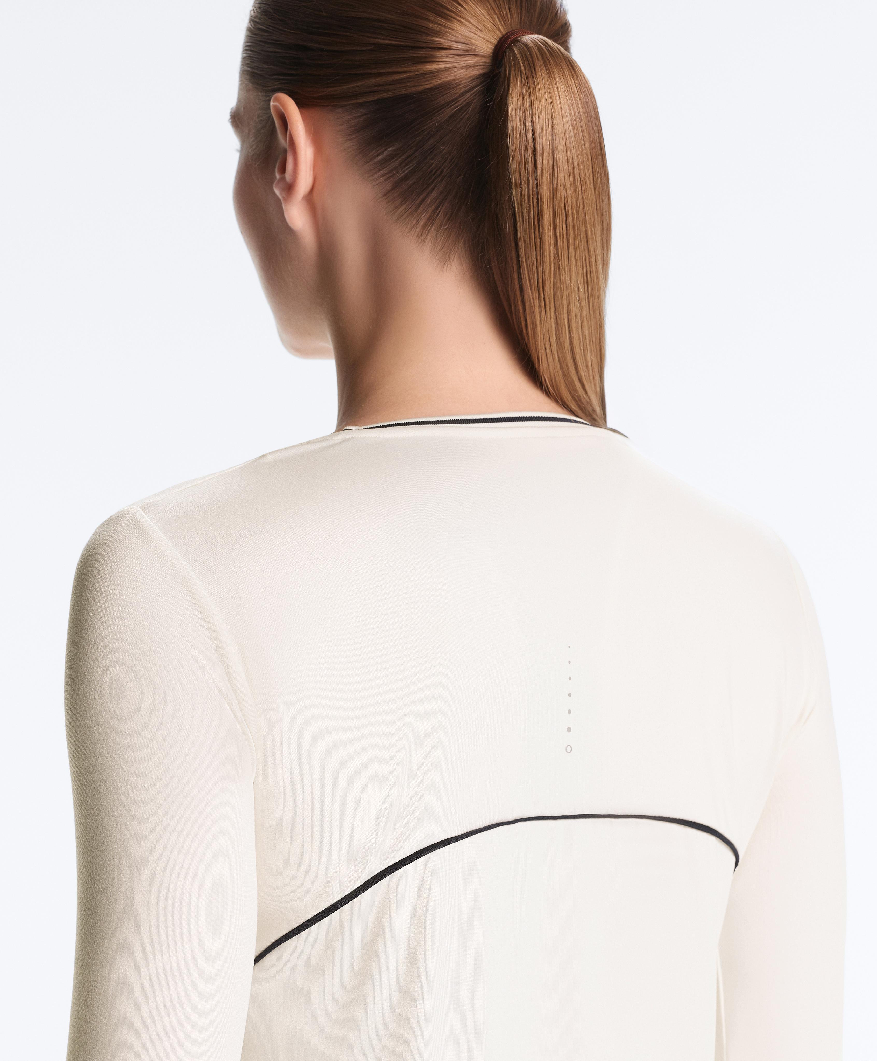Long-sleeve technical piping T-shirt — PALE ECRU