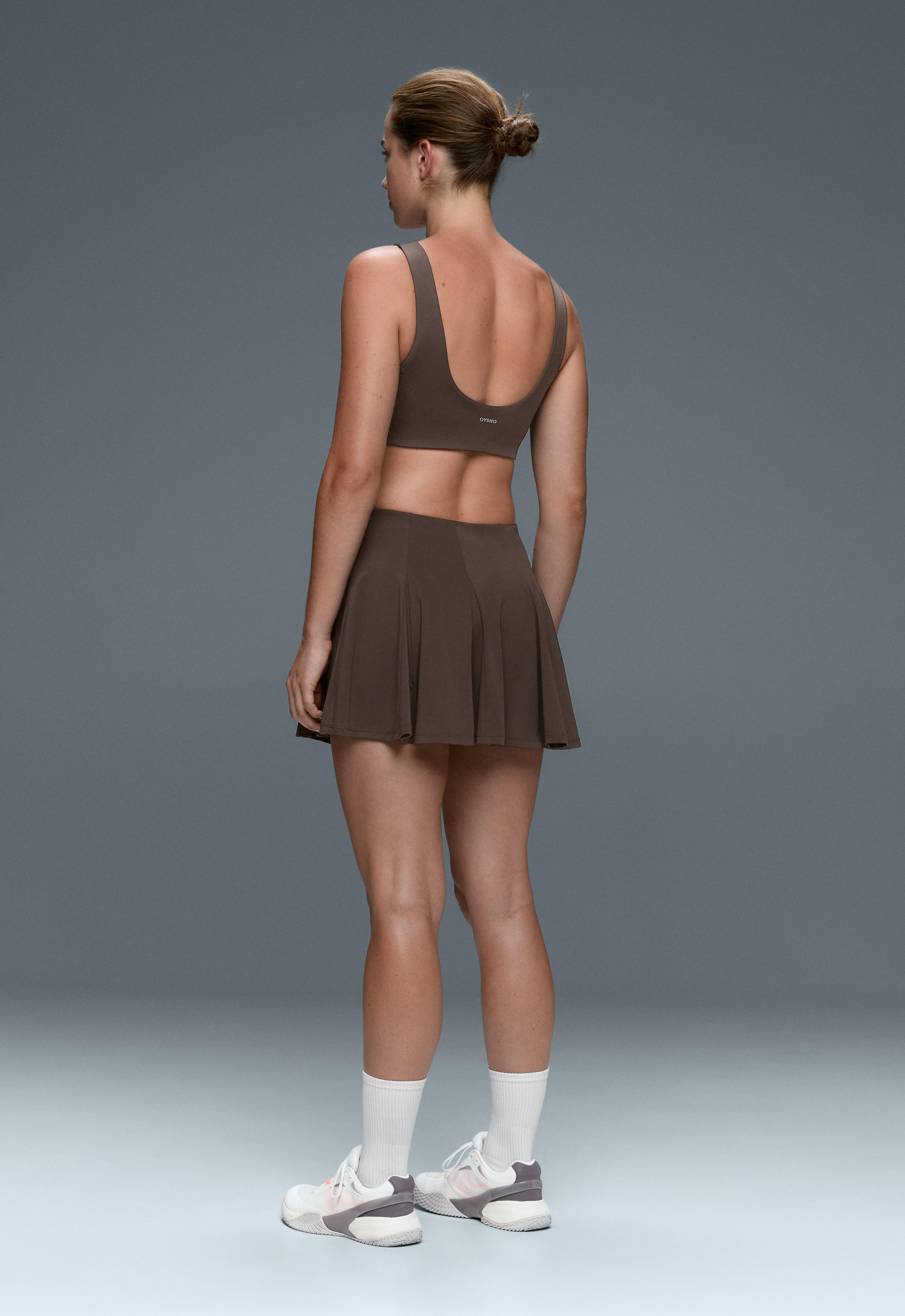 Light Touch godet short skirt — BROWN